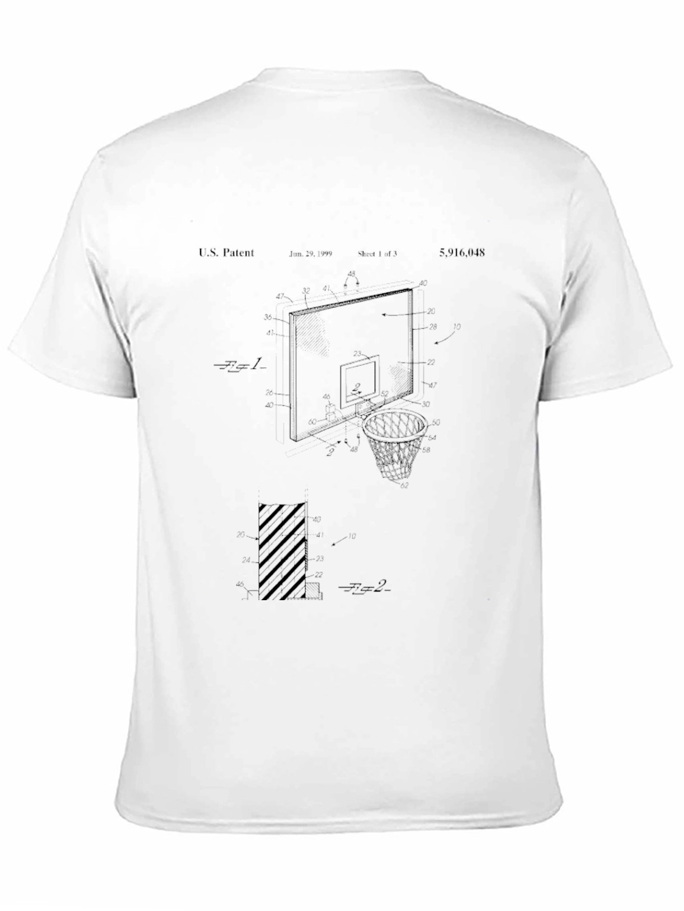 Basketball Hoop Patent Print Black T-Shirt