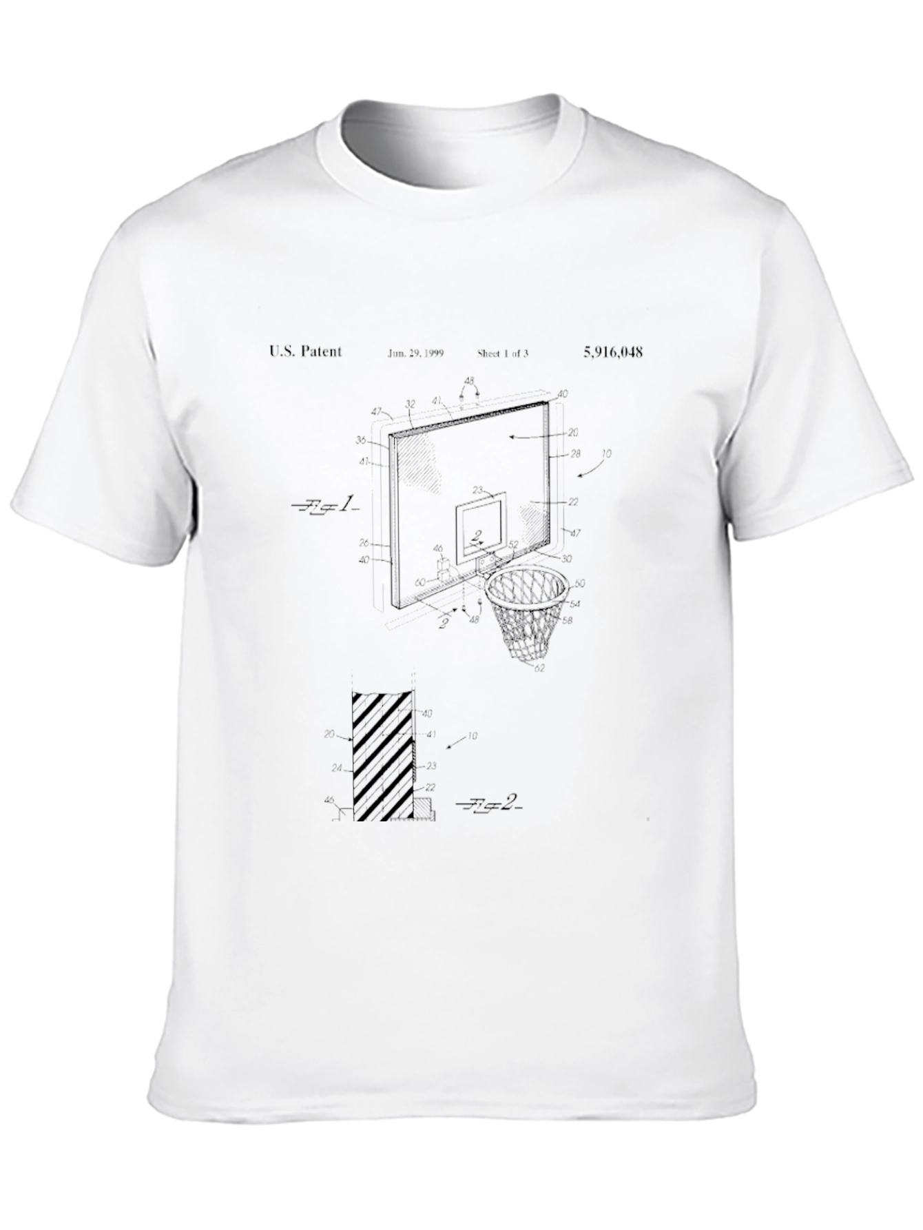 Basketball Hoop Patent Print Black T-Shirt