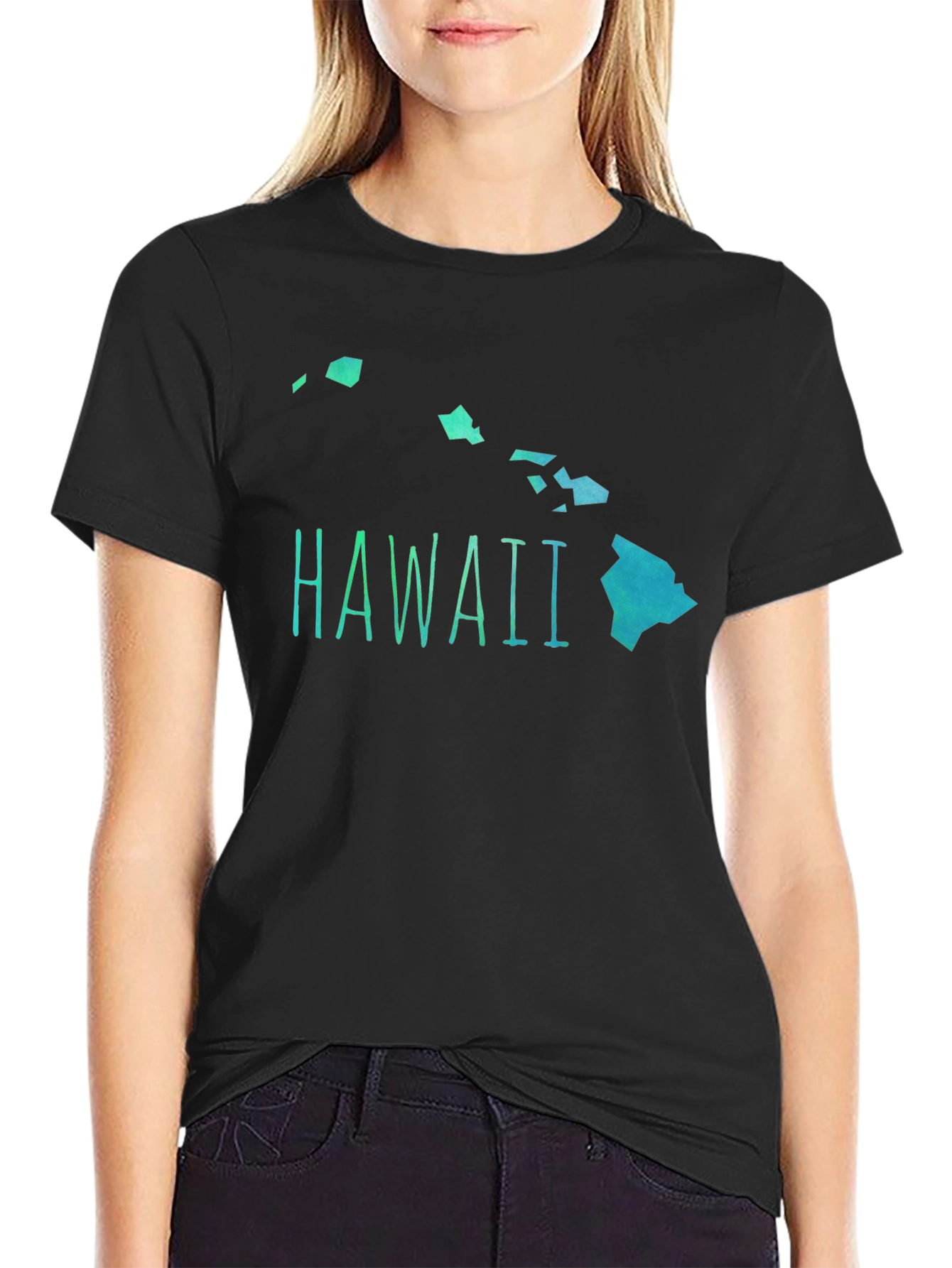 Hawaii Islands Graphic Mens Black T-Shirt