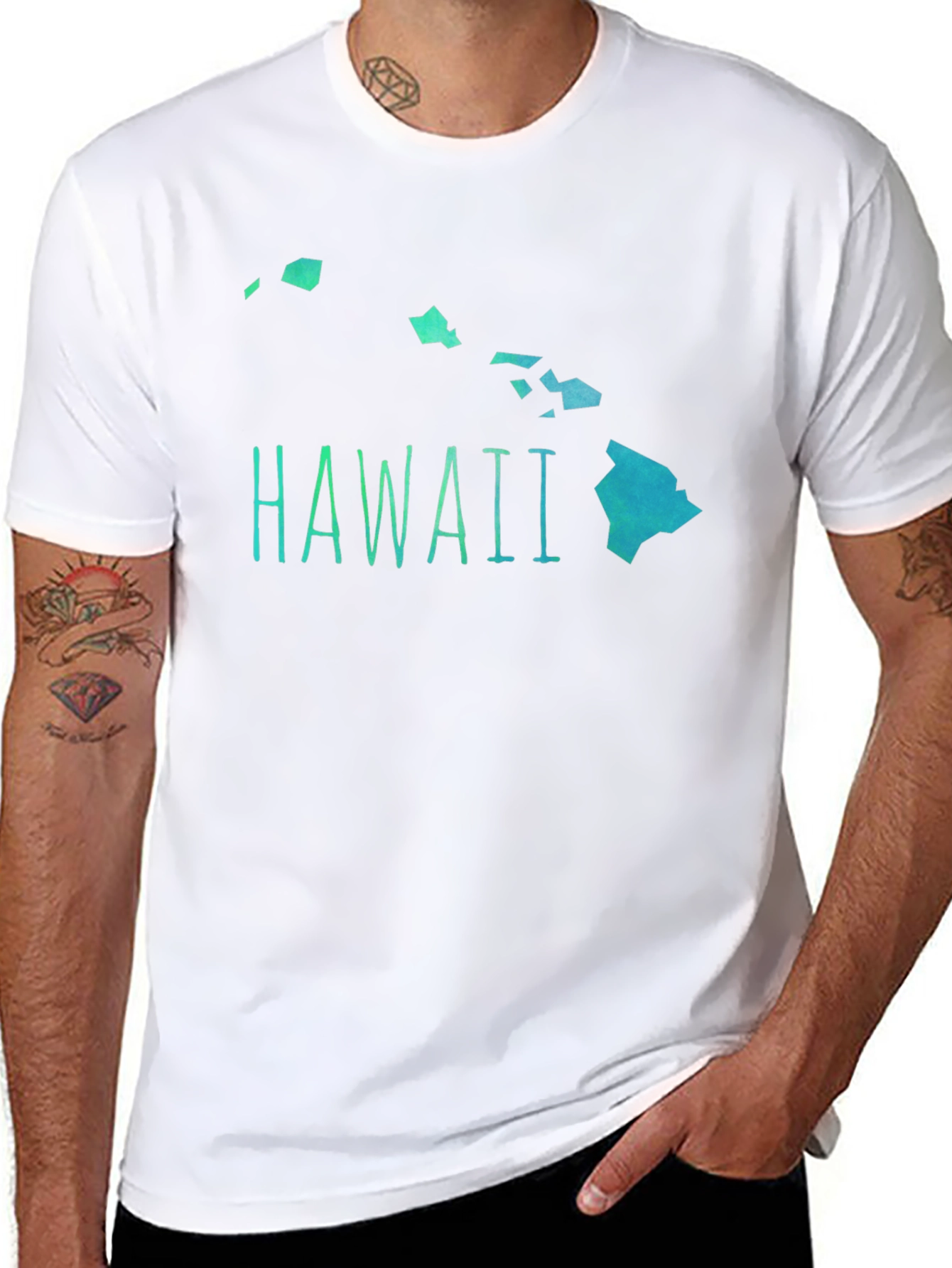 Hawaii Islands Graphic Mens Black T-Shirt