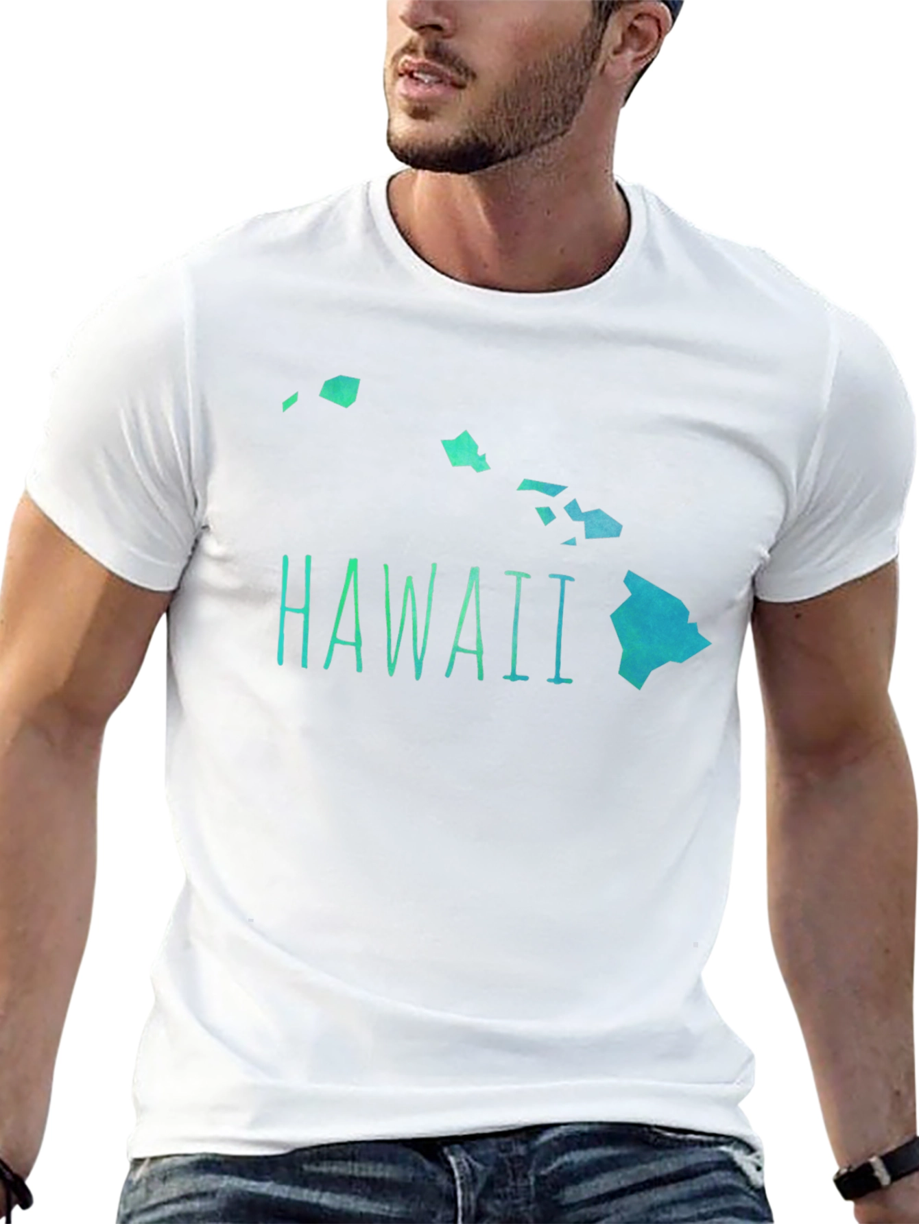 Hawaii Islands Graphic Mens Black T-Shirt
