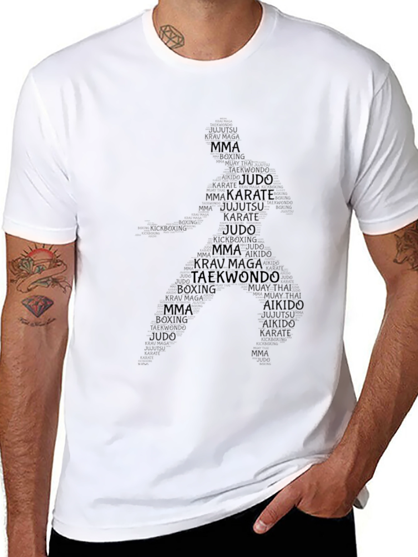 Martial Arts Typography Black T-Shirt