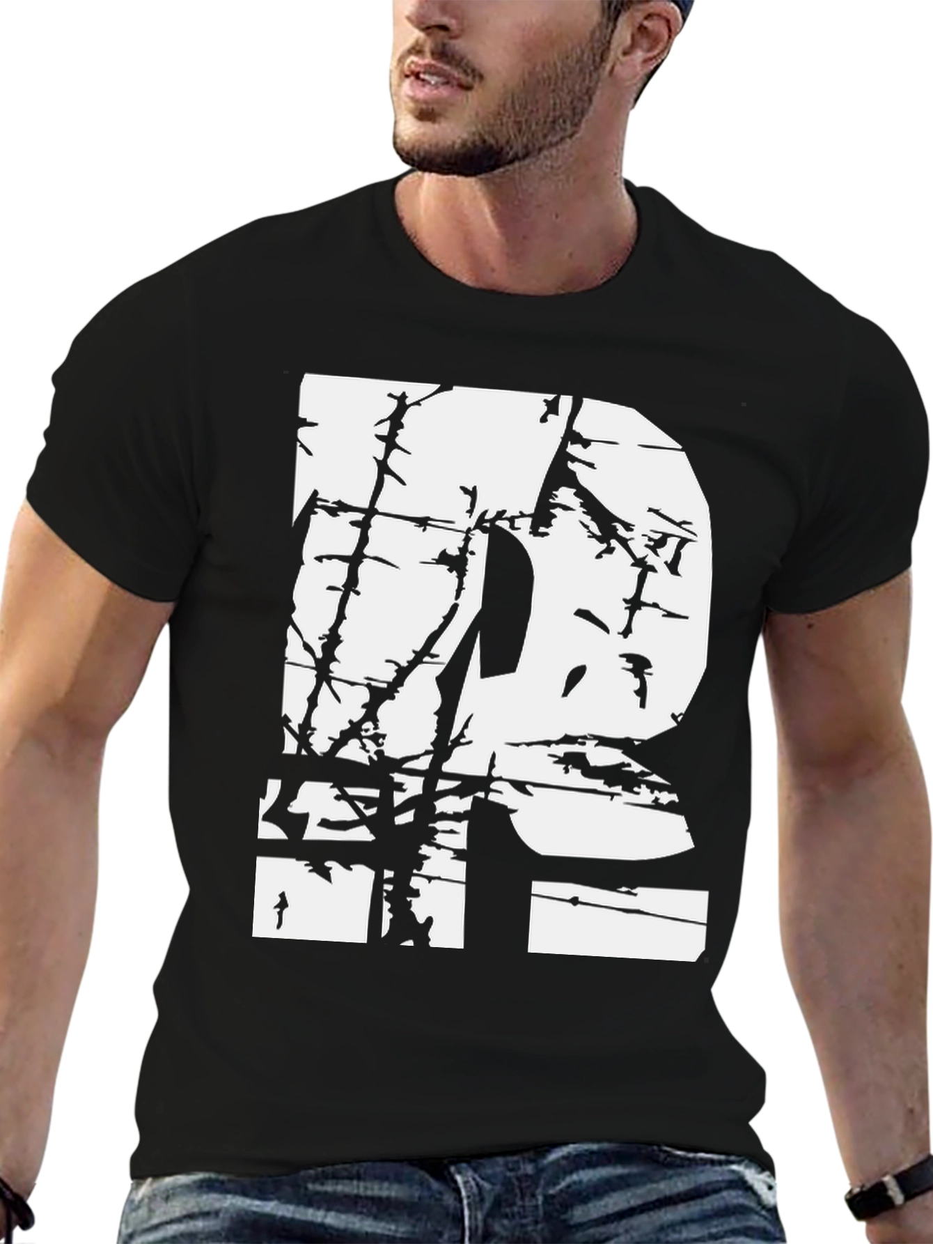 Distressed Letter R Graphic Tee