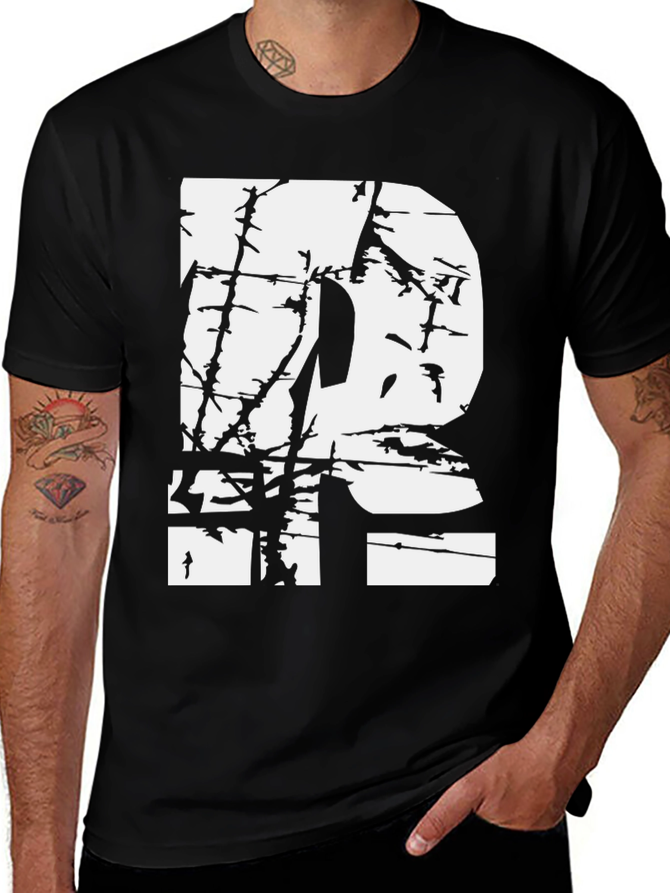 Distressed Letter R Graphic Tee