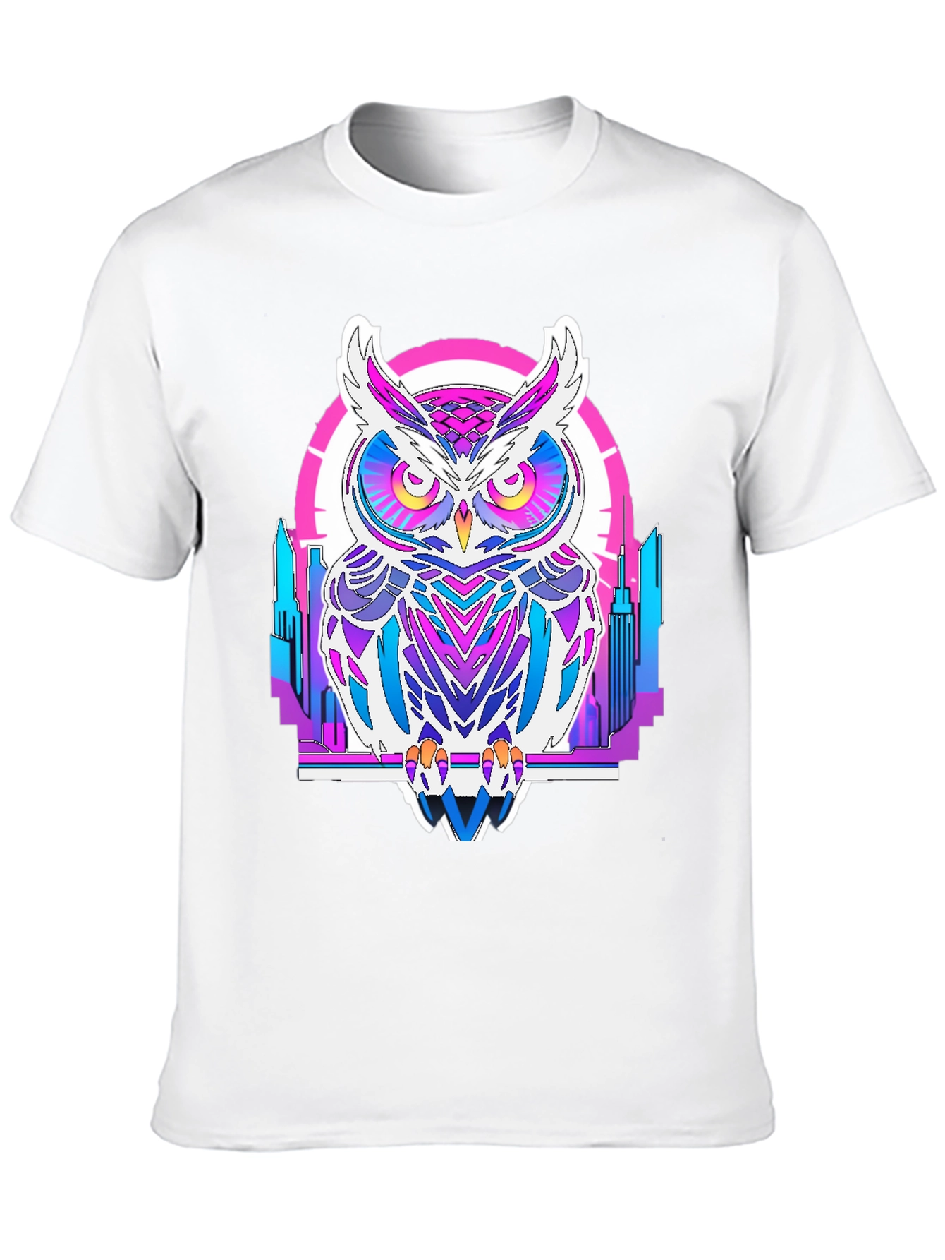 Retro Owl Graphic Tee - Cityscape Design