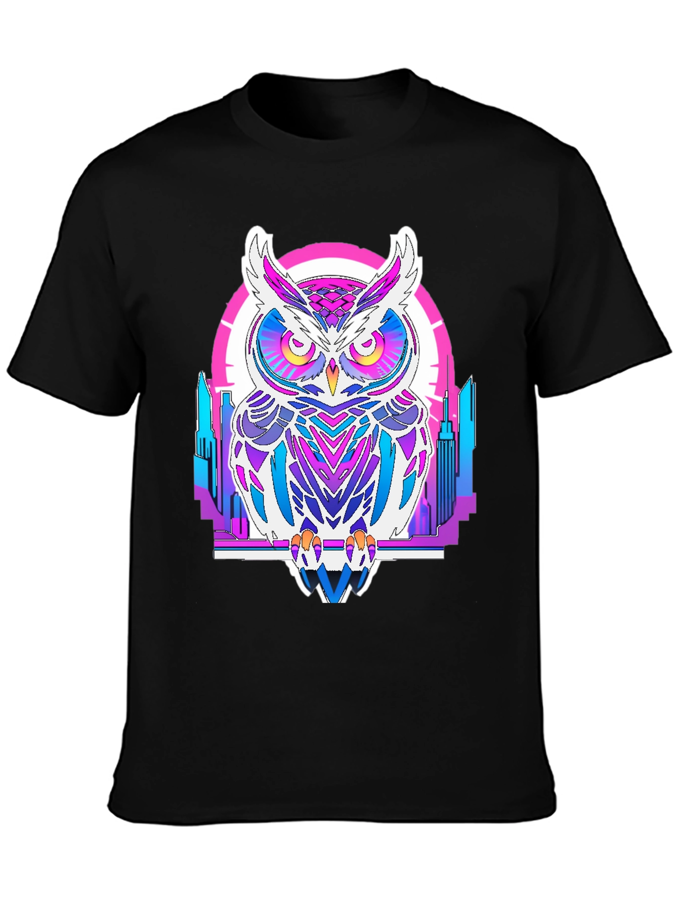Retro Owl Graphic Tee - Cityscape Design