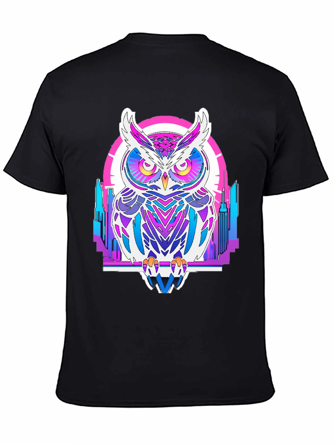 Retro Owl Graphic Tee - Cityscape Design