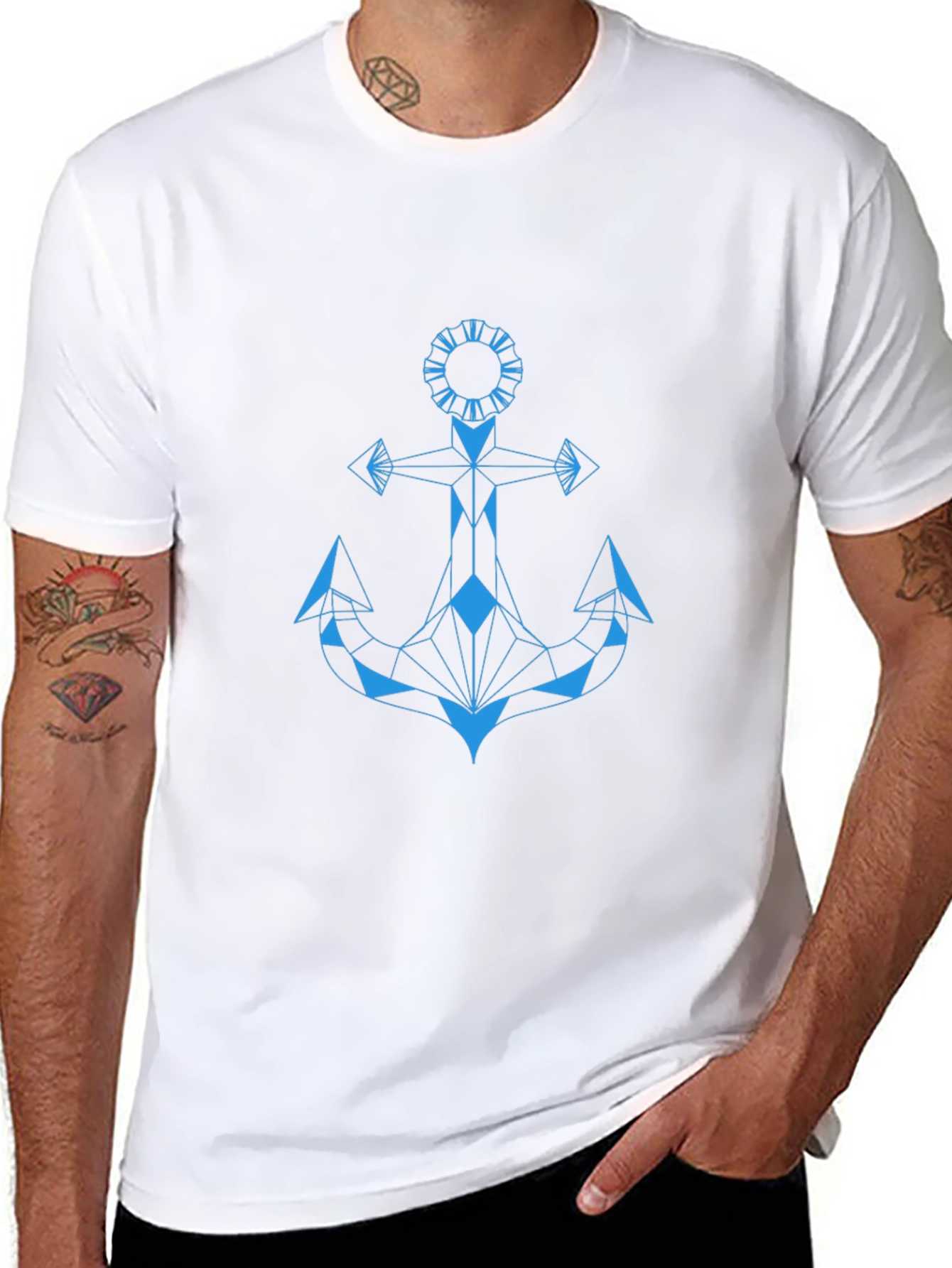 Geometric Anchor Graphic Tee - Sleek Modern Design