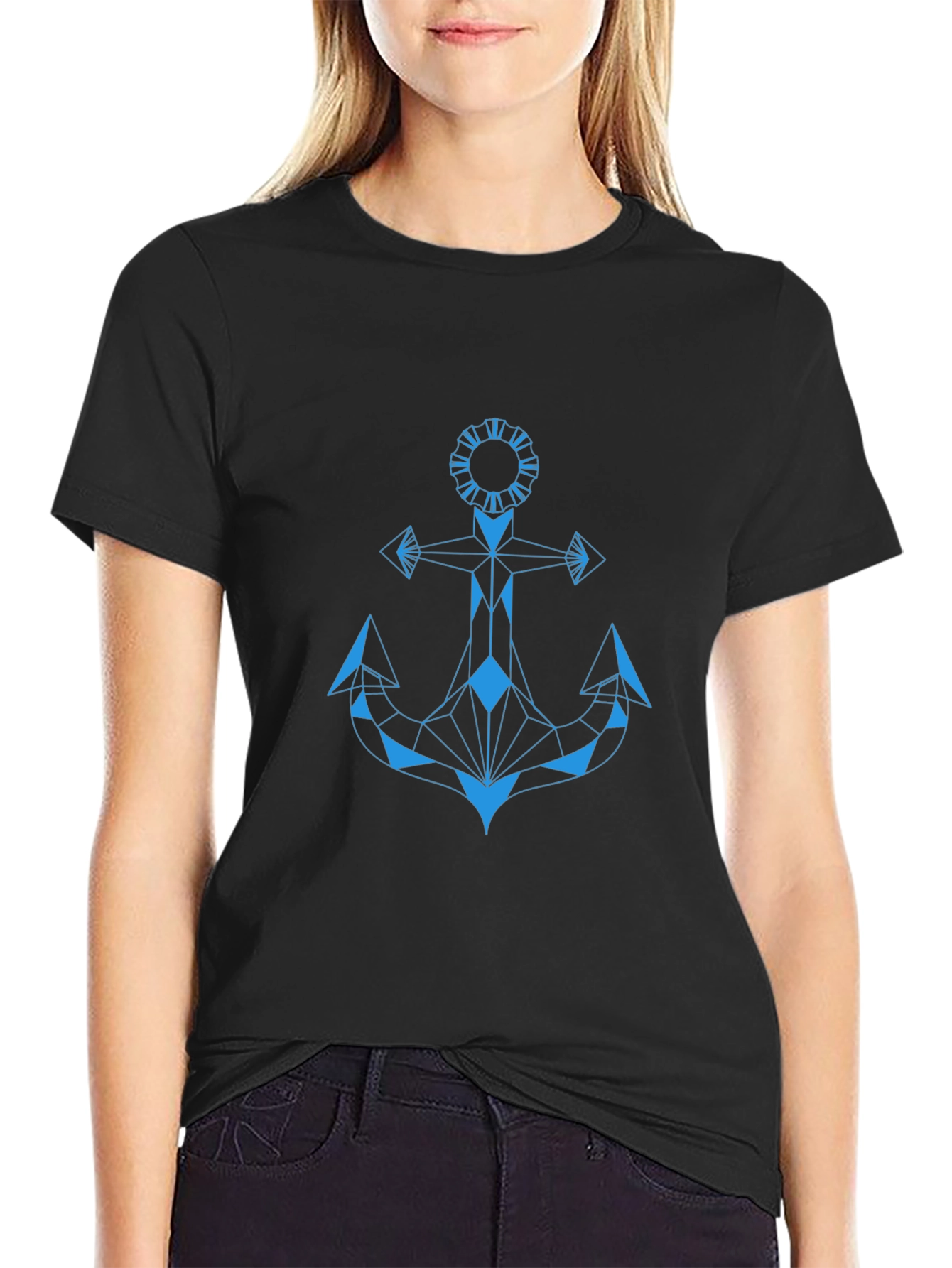 Geometric Anchor Graphic Tee - Sleek Modern Design