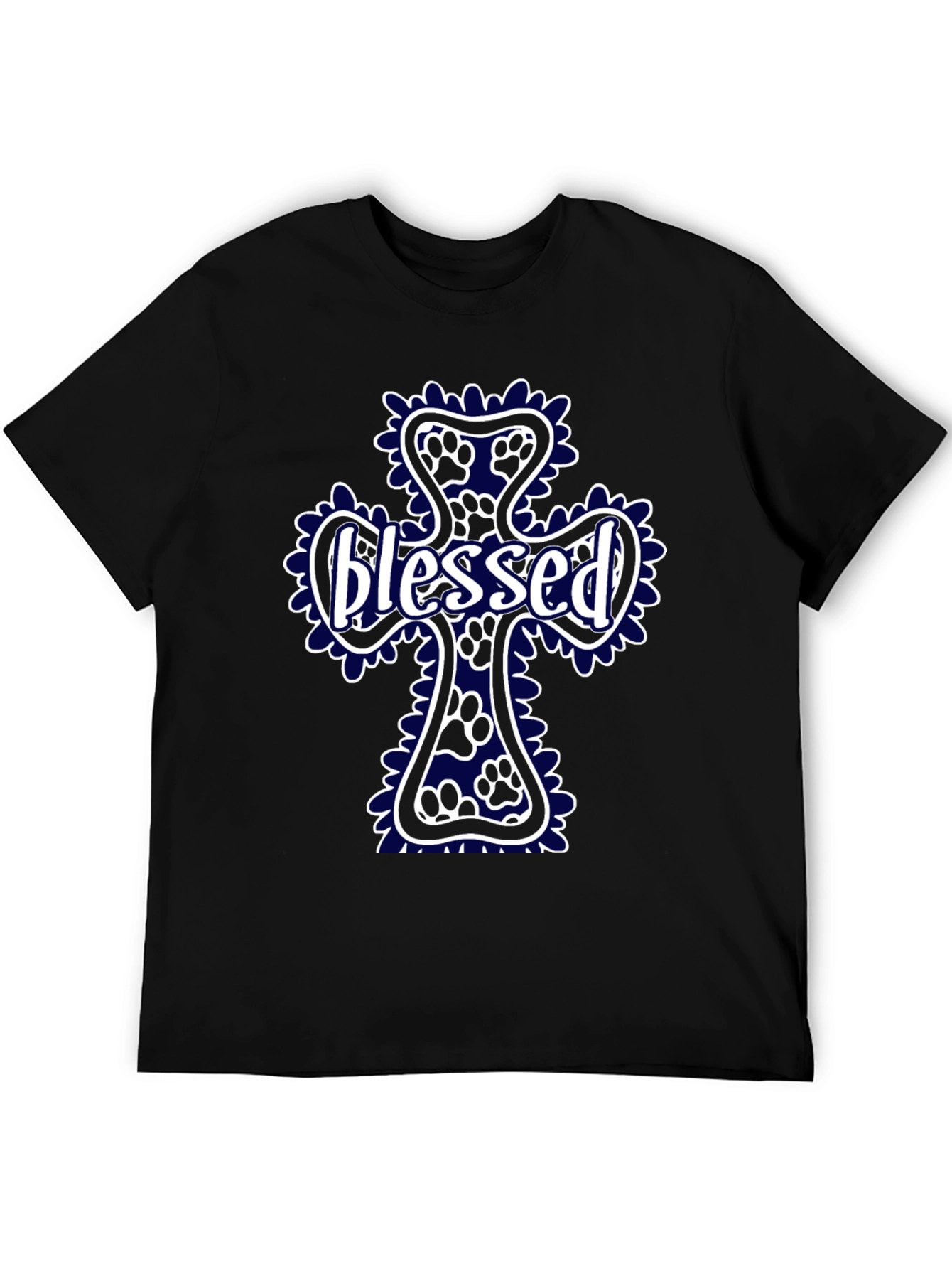 Blessed Paw Print Cross T-Shirt