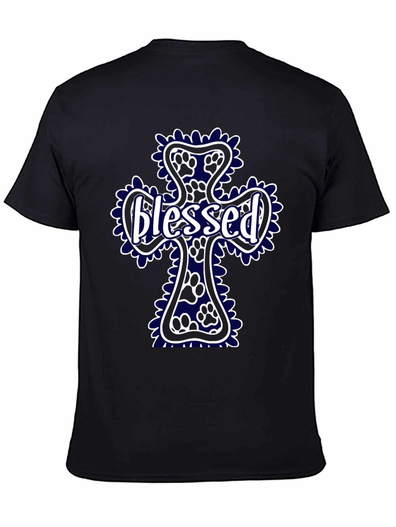 Blessed Paw Print Cross T-Shirt