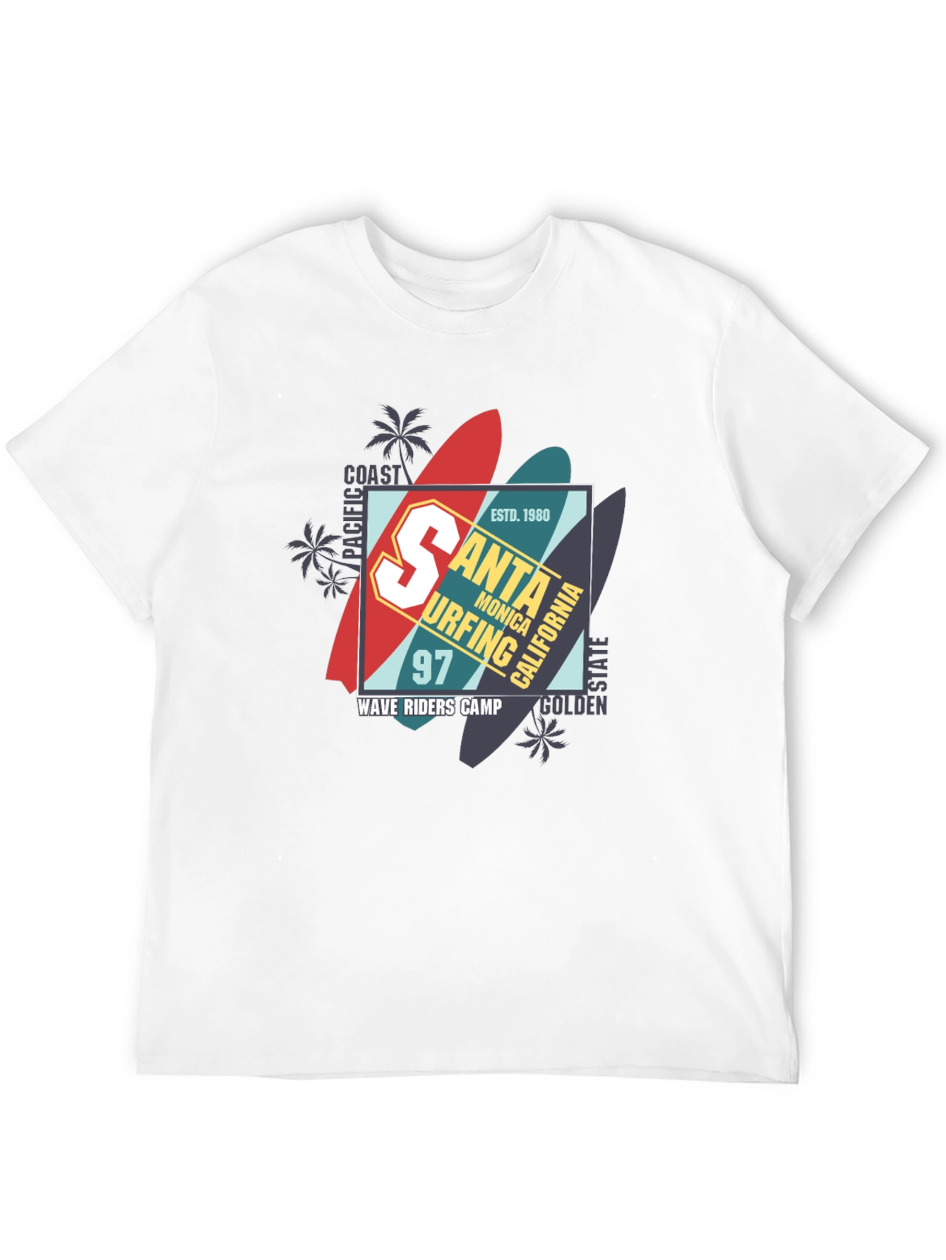 Santa Monica Surfing T-Shirt - Wave Riders Camp
