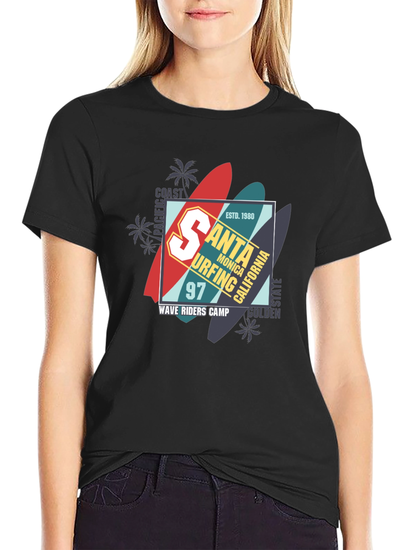 Santa Monica Surfing T-Shirt - Wave Riders Camp