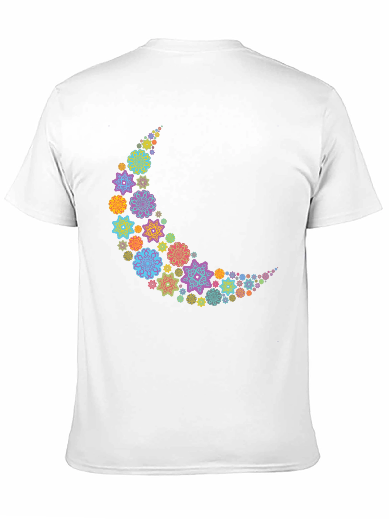 Floral Crescent Moon T-Shirt - Black Cotton Tee