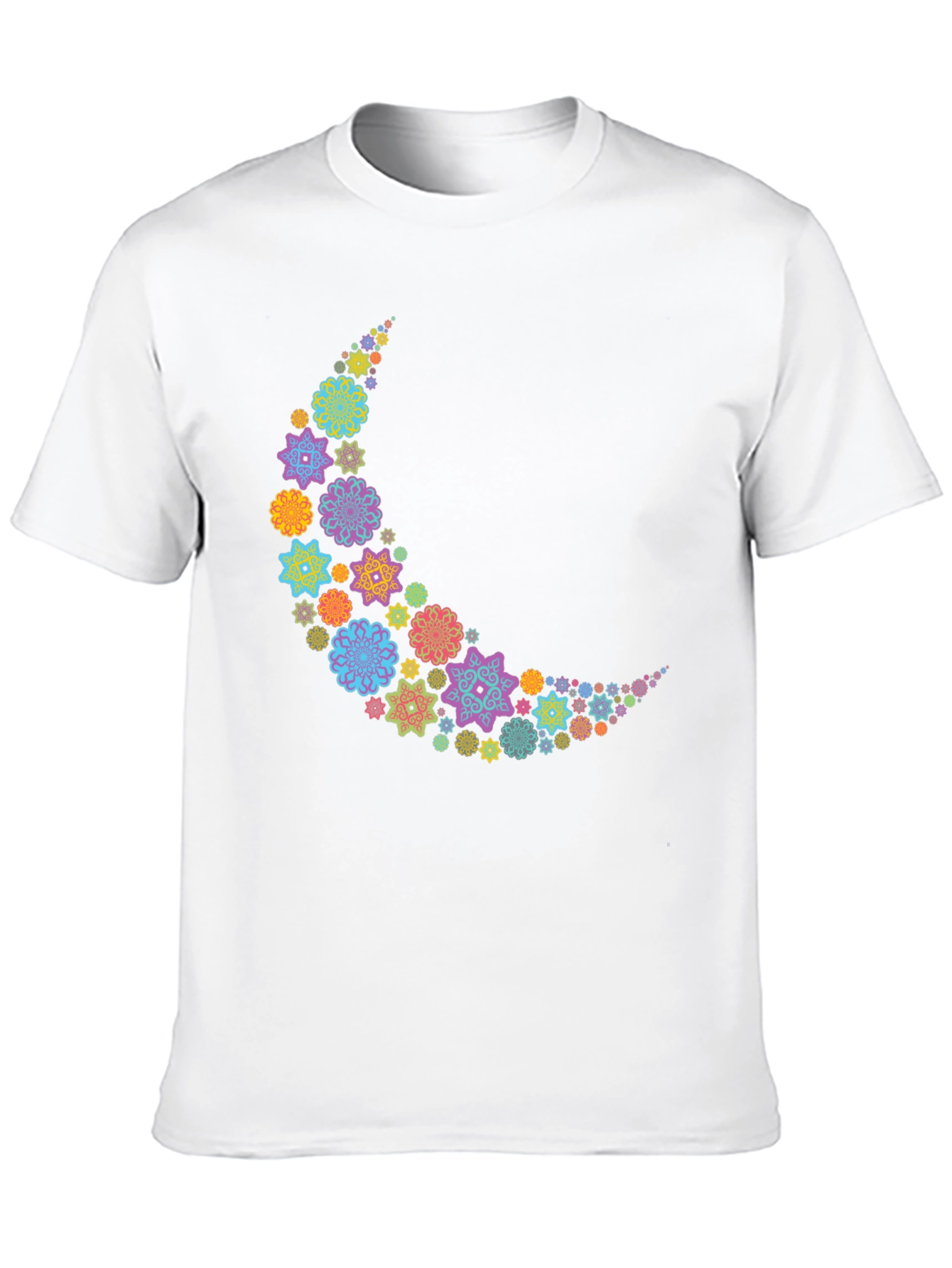 Floral Crescent Moon T-Shirt - Black Cotton Tee