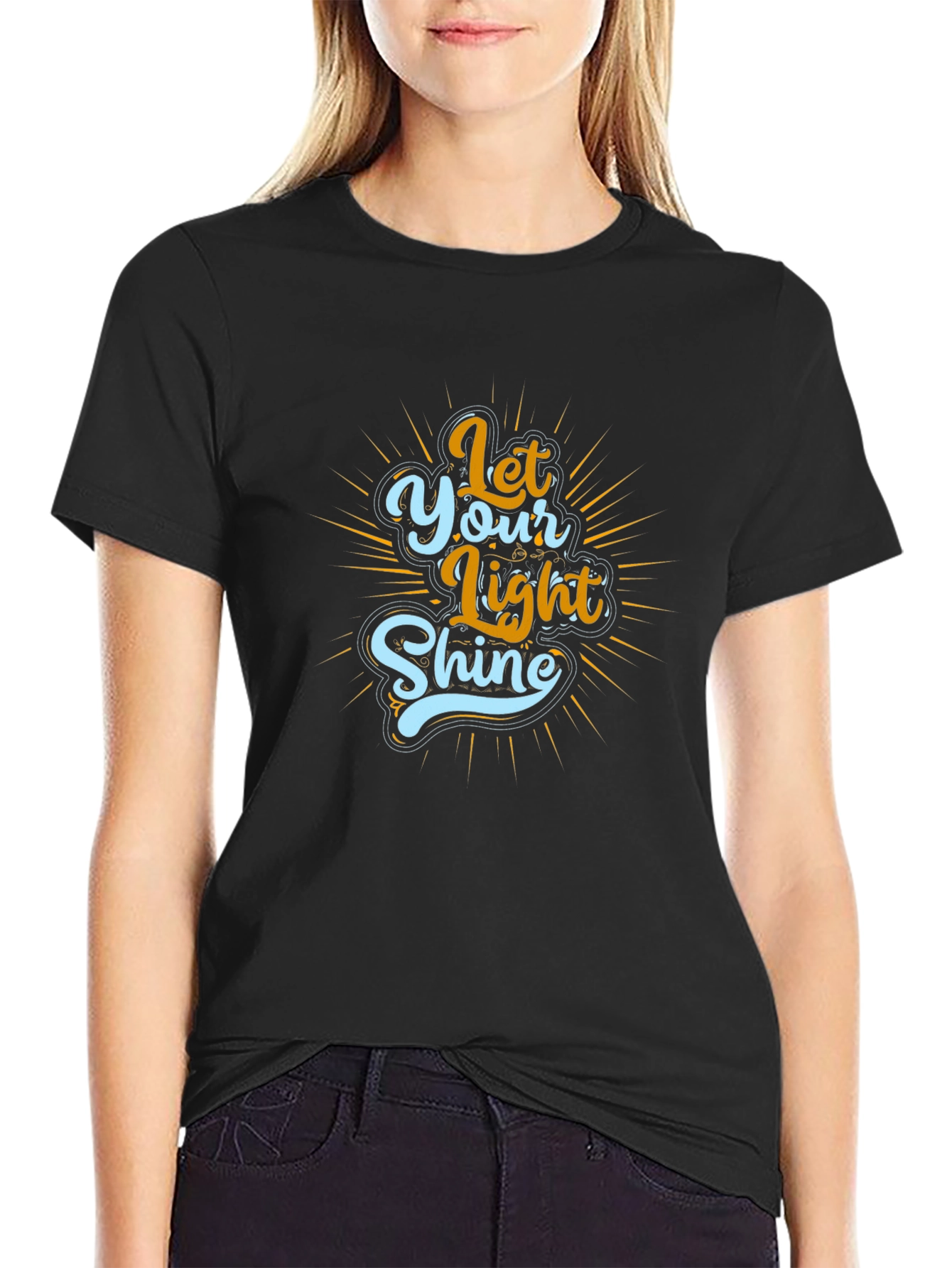 Let Your Light Shine Graphic T-Shirt - Black