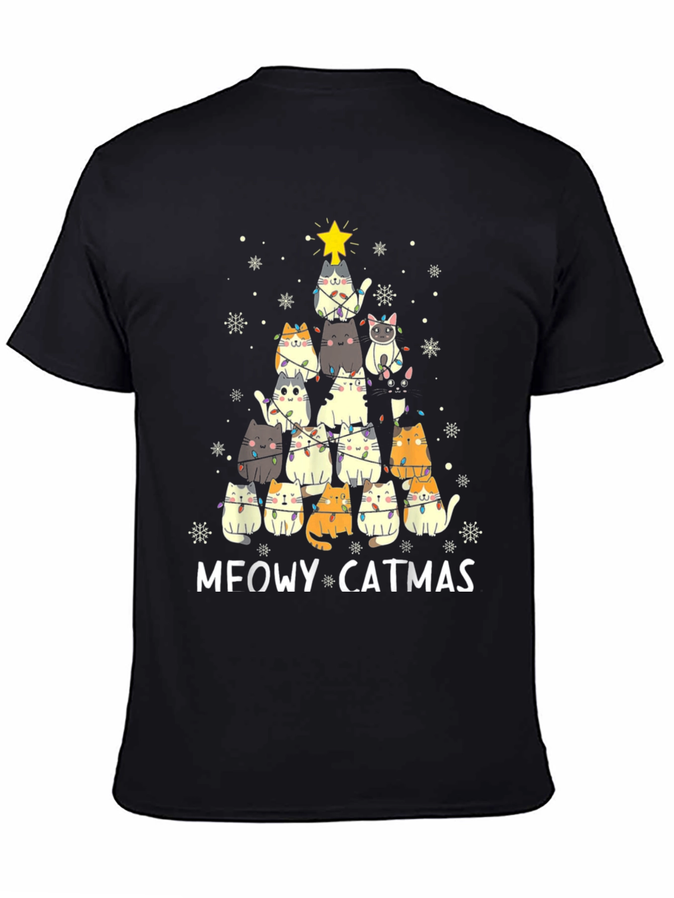 Meowy Catmas T-Shirt - Holiday Cat Christmas Tree Tee