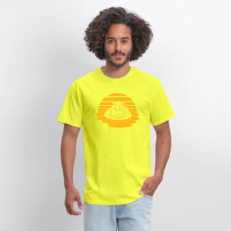 Hippo Swimming Water Sun Cute Happy Comic Cartoon