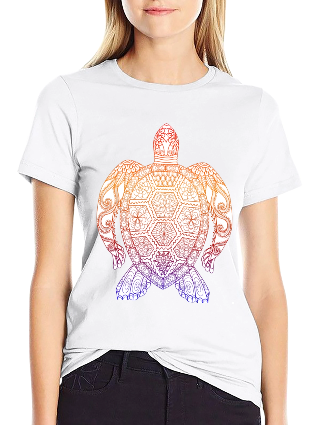 Turtle Mandala Graphic Tee - Black