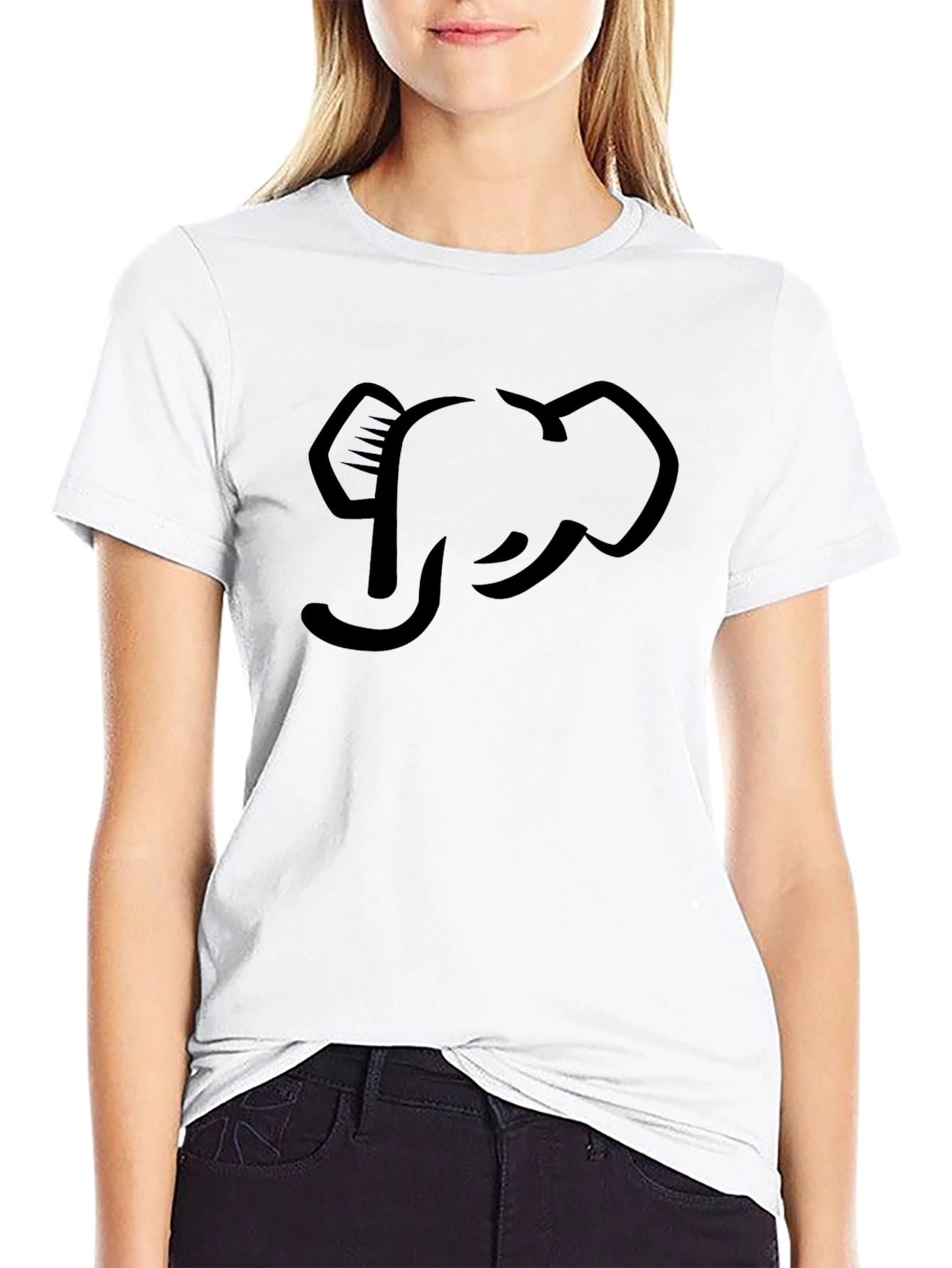 Elephant Outline Graphic Tee - Modern Style