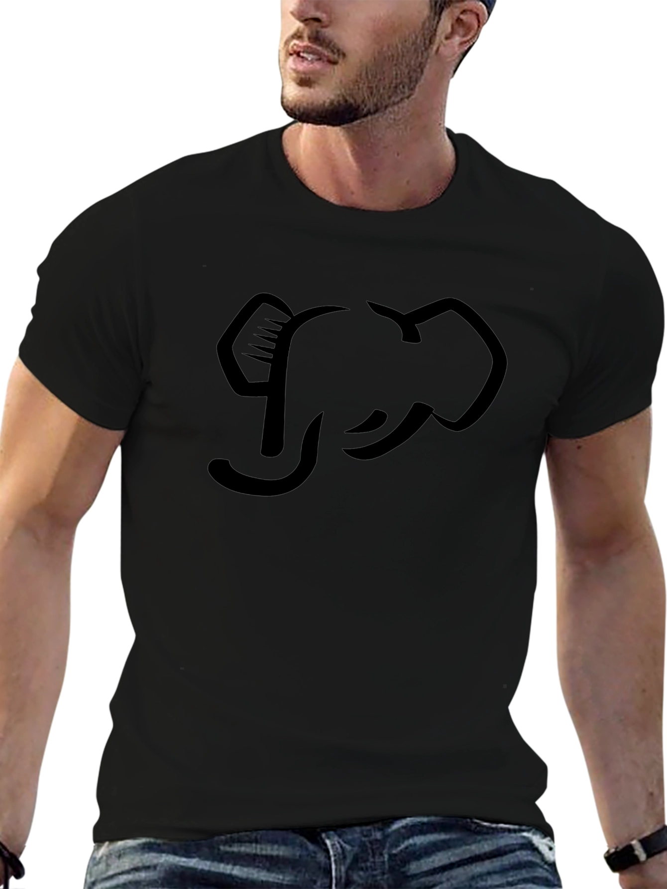 Elephant Outline Graphic Tee - Modern Style