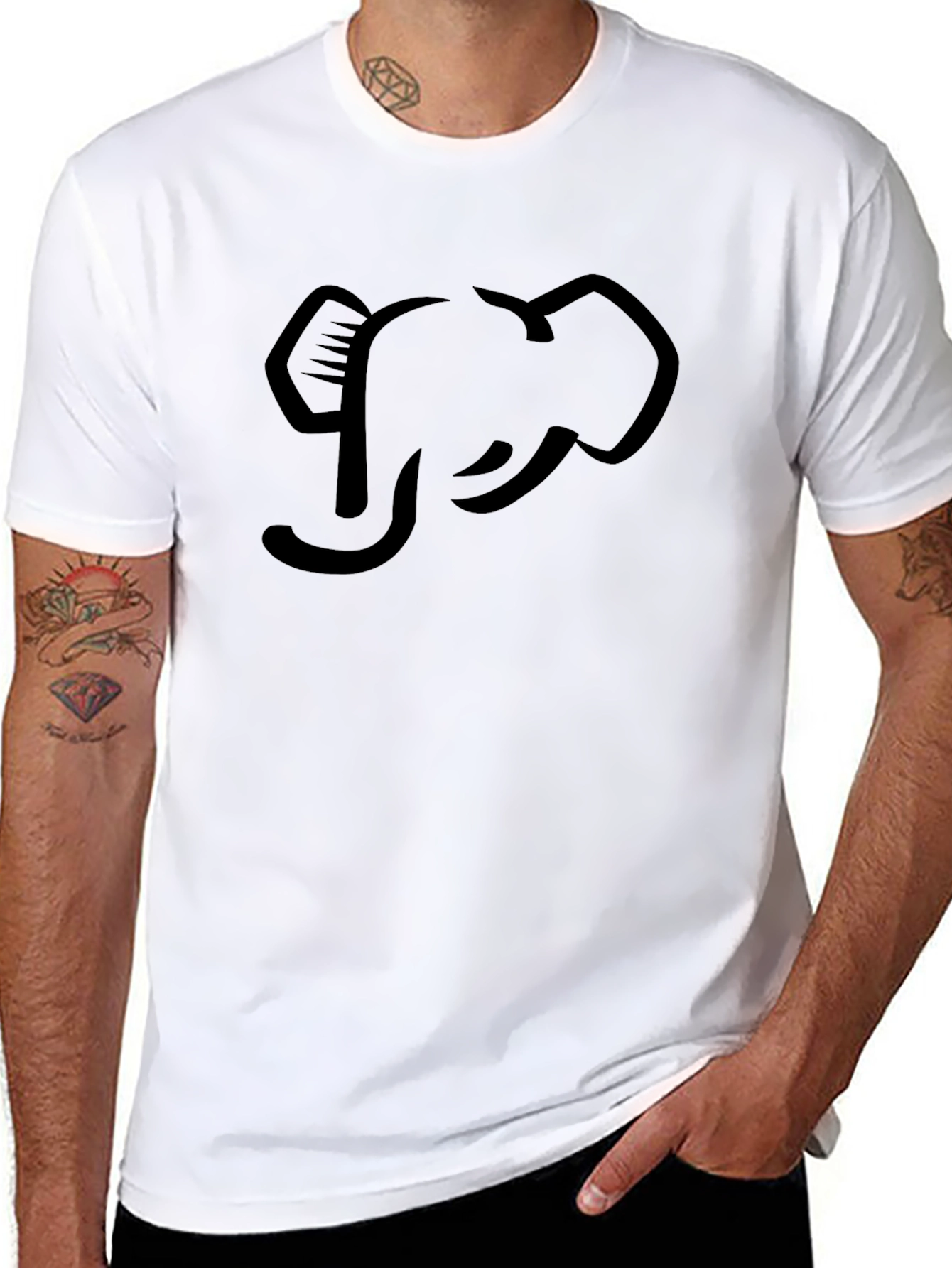 Elephant Outline Graphic Tee - Modern Style