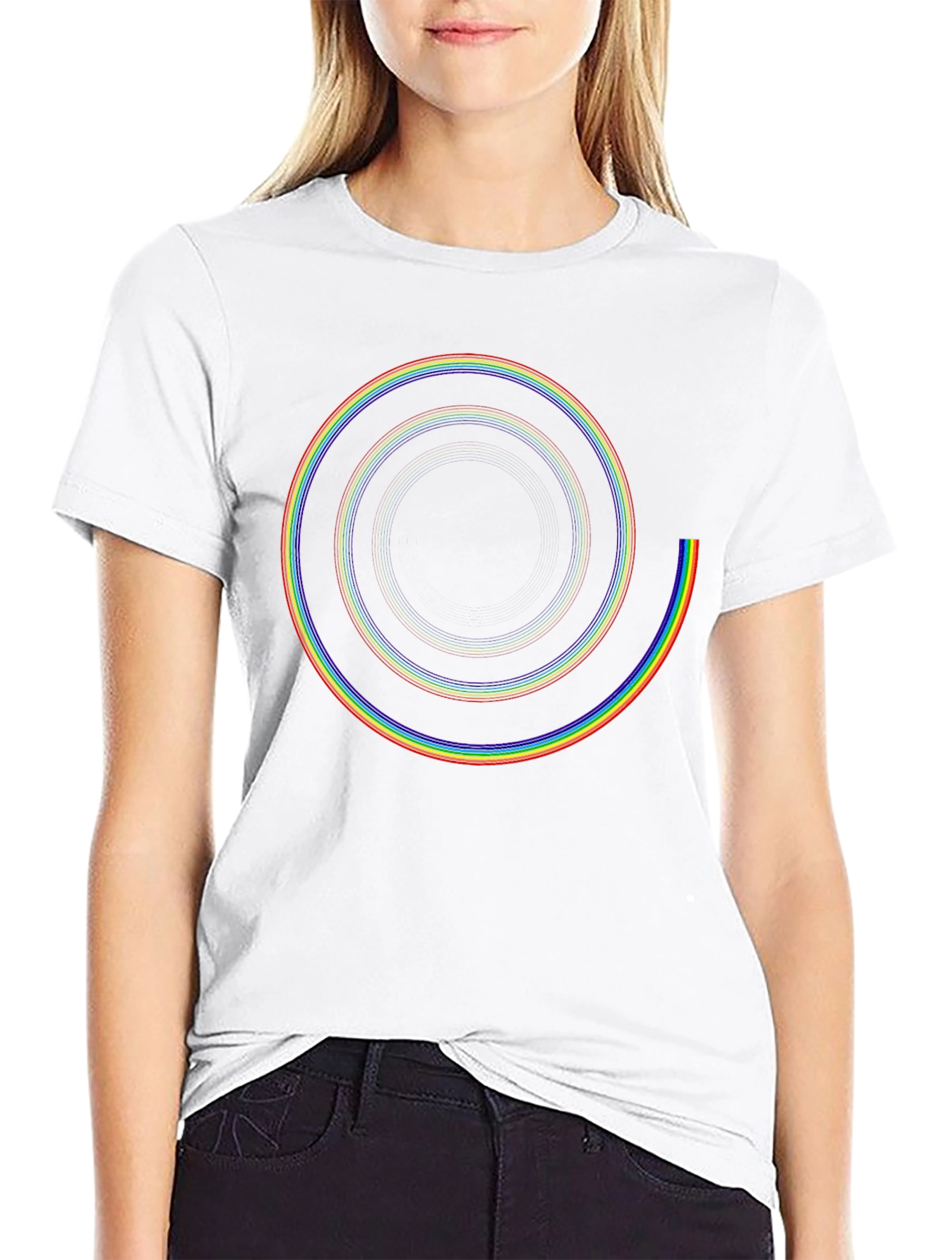 Rainbow Spiral Graphic Black T-Shirt