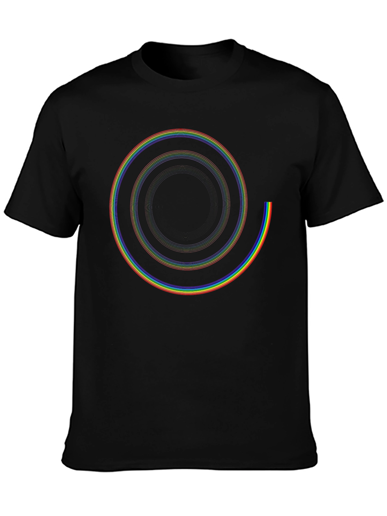 Rainbow Spiral Graphic Black T-Shirt