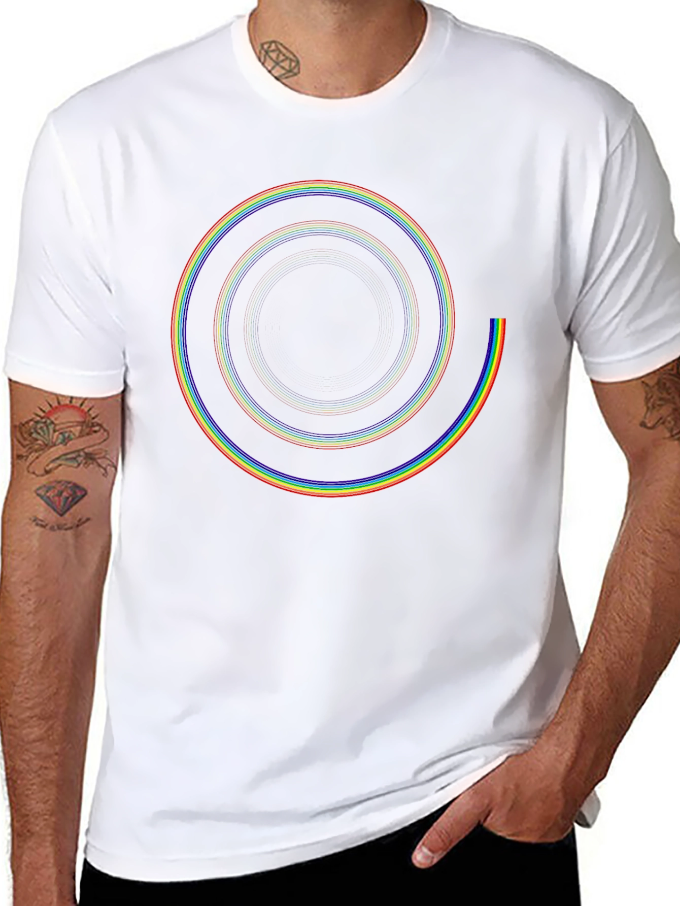 Rainbow Spiral Graphic Black T-Shirt