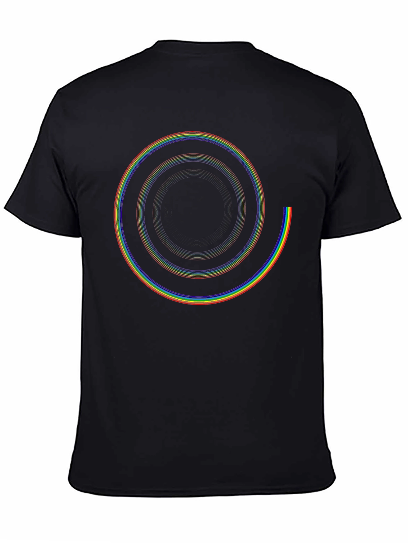 Rainbow Spiral Graphic Black T-Shirt
