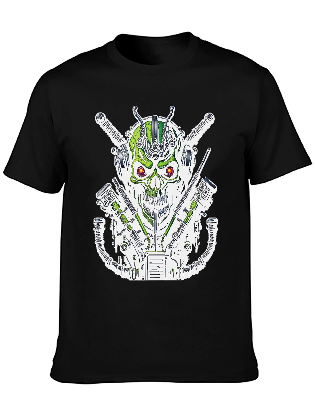 Cyberpunk Skull T-Shirt - Futuristic Graphic Tee