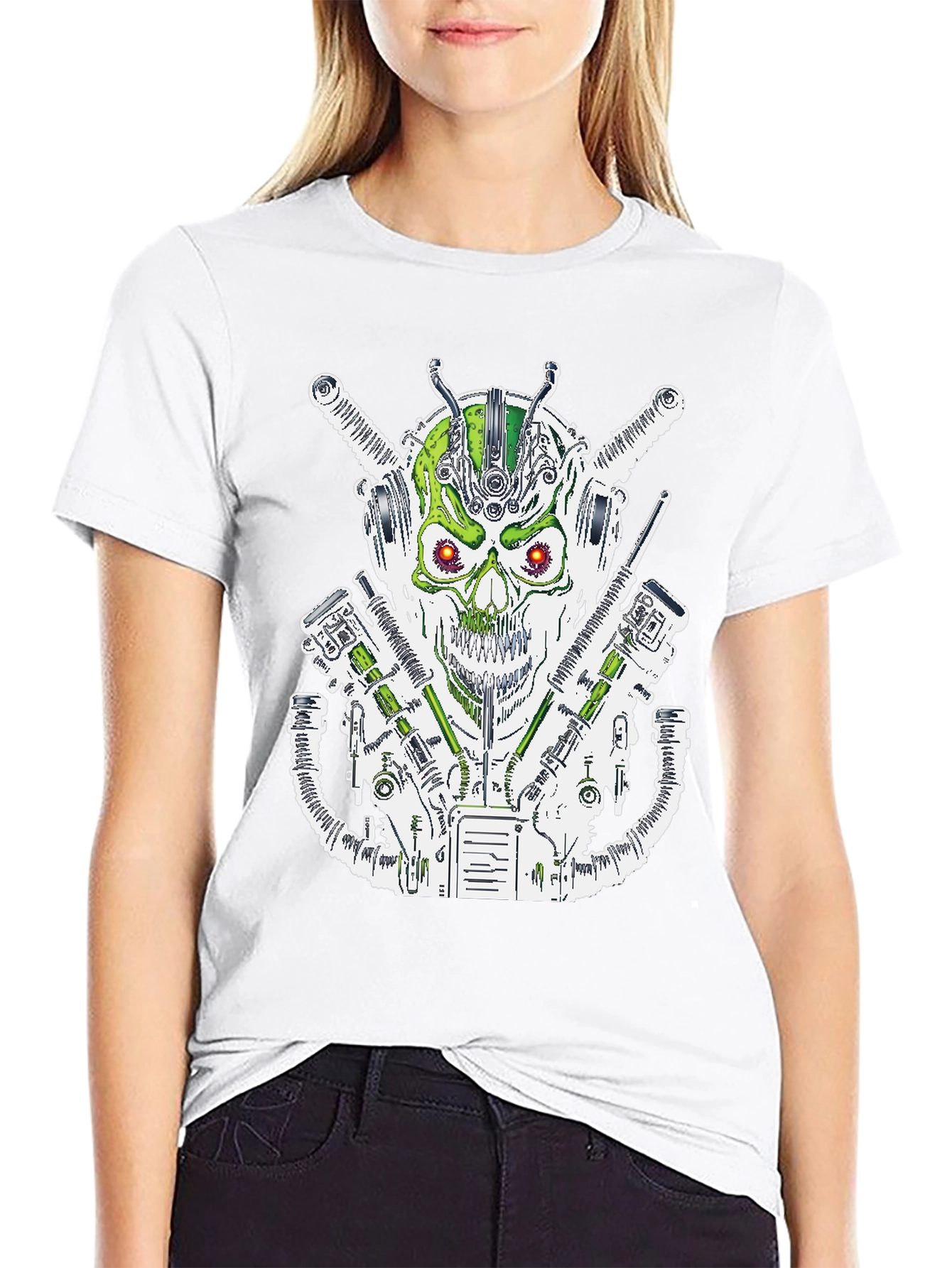 Cyberpunk Skull T-Shirt - Futuristic Graphic Tee