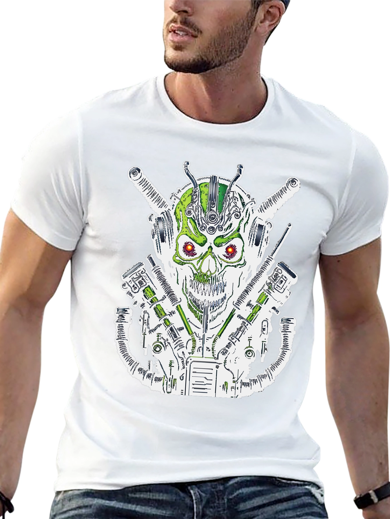 Cyberpunk Skull T-Shirt - Futuristic Graphic Tee