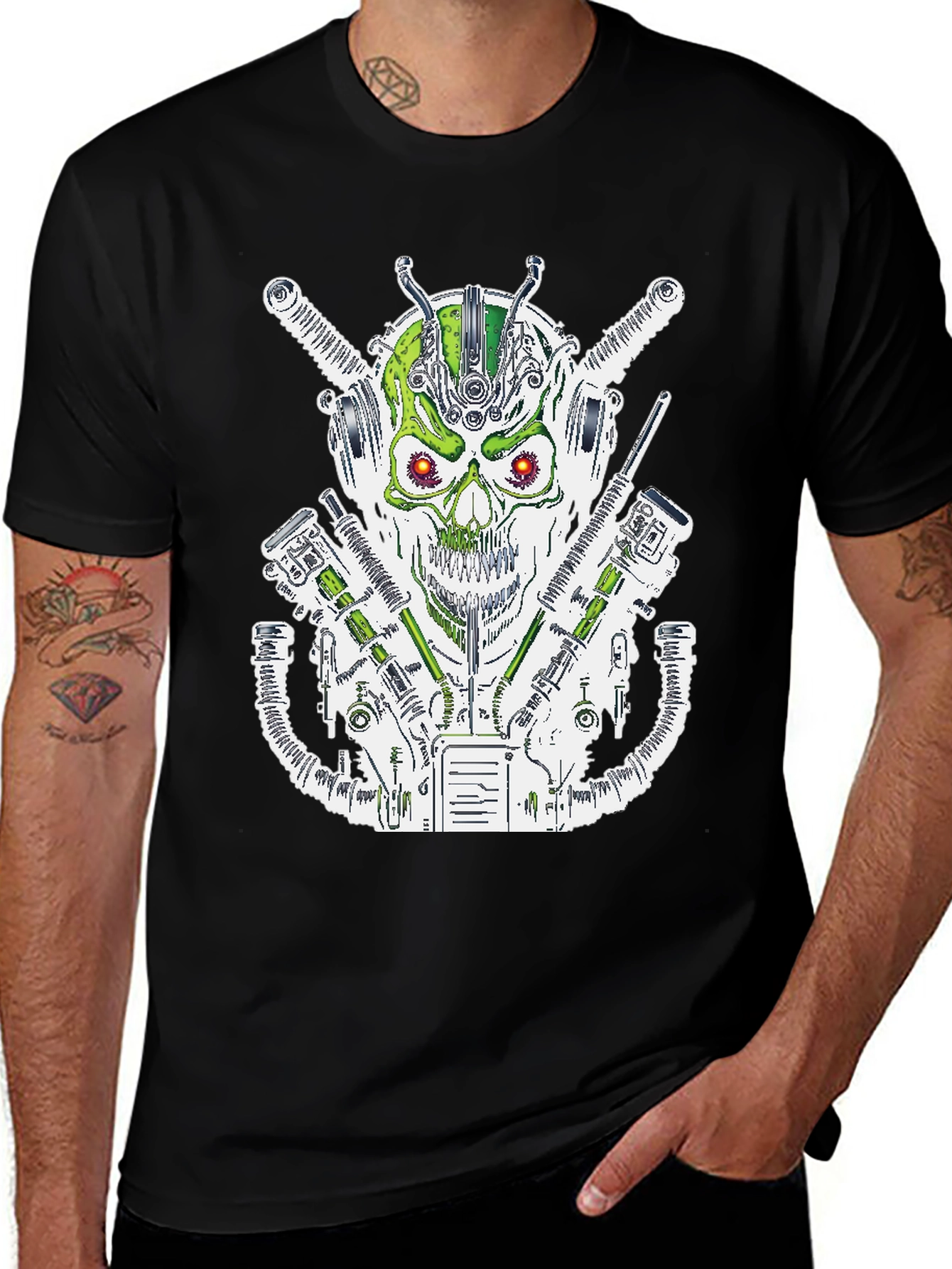 Cyberpunk Skull T-Shirt - Futuristic Graphic Tee