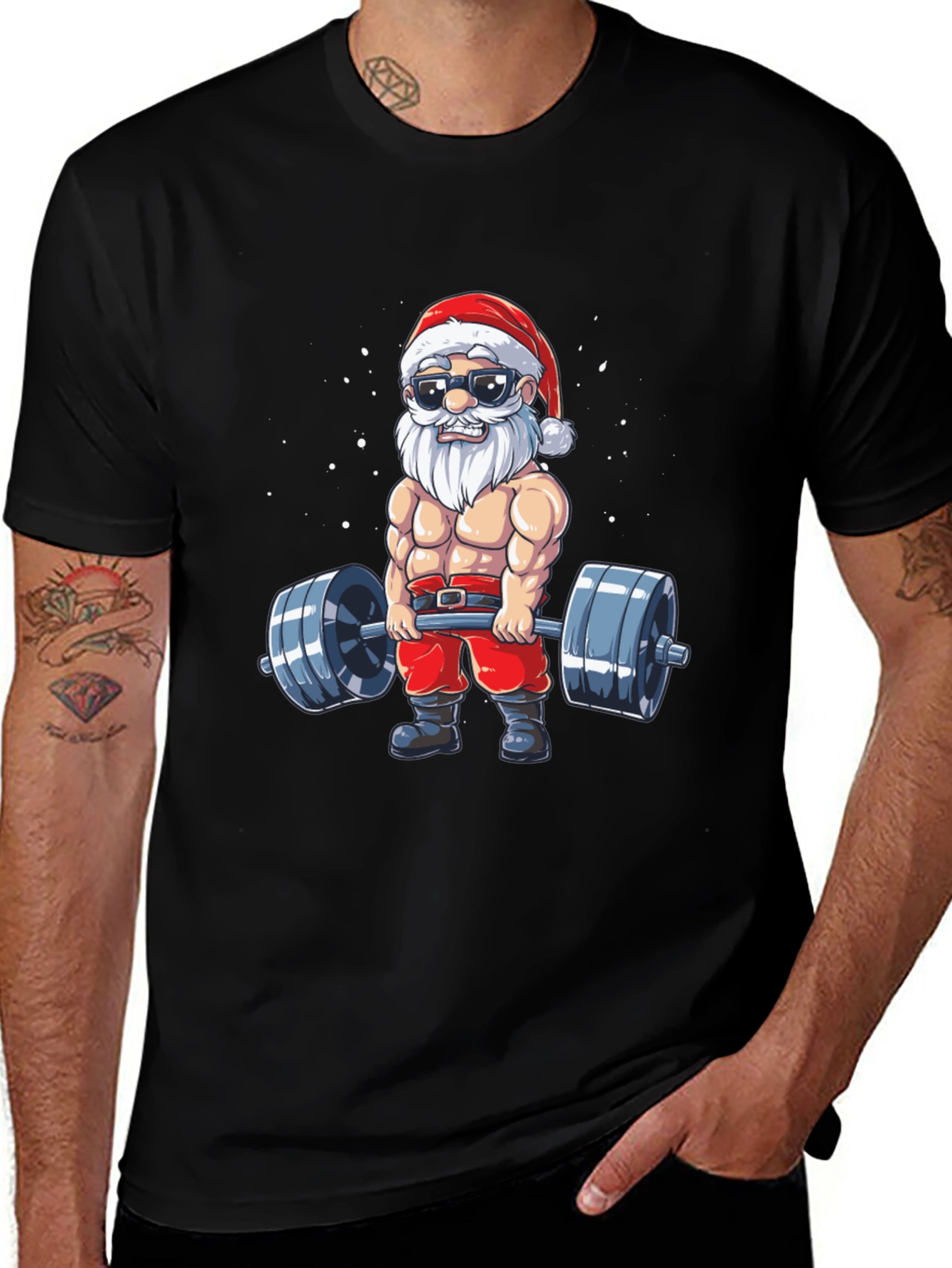Santa Claus Lifting Weights T-Shirt