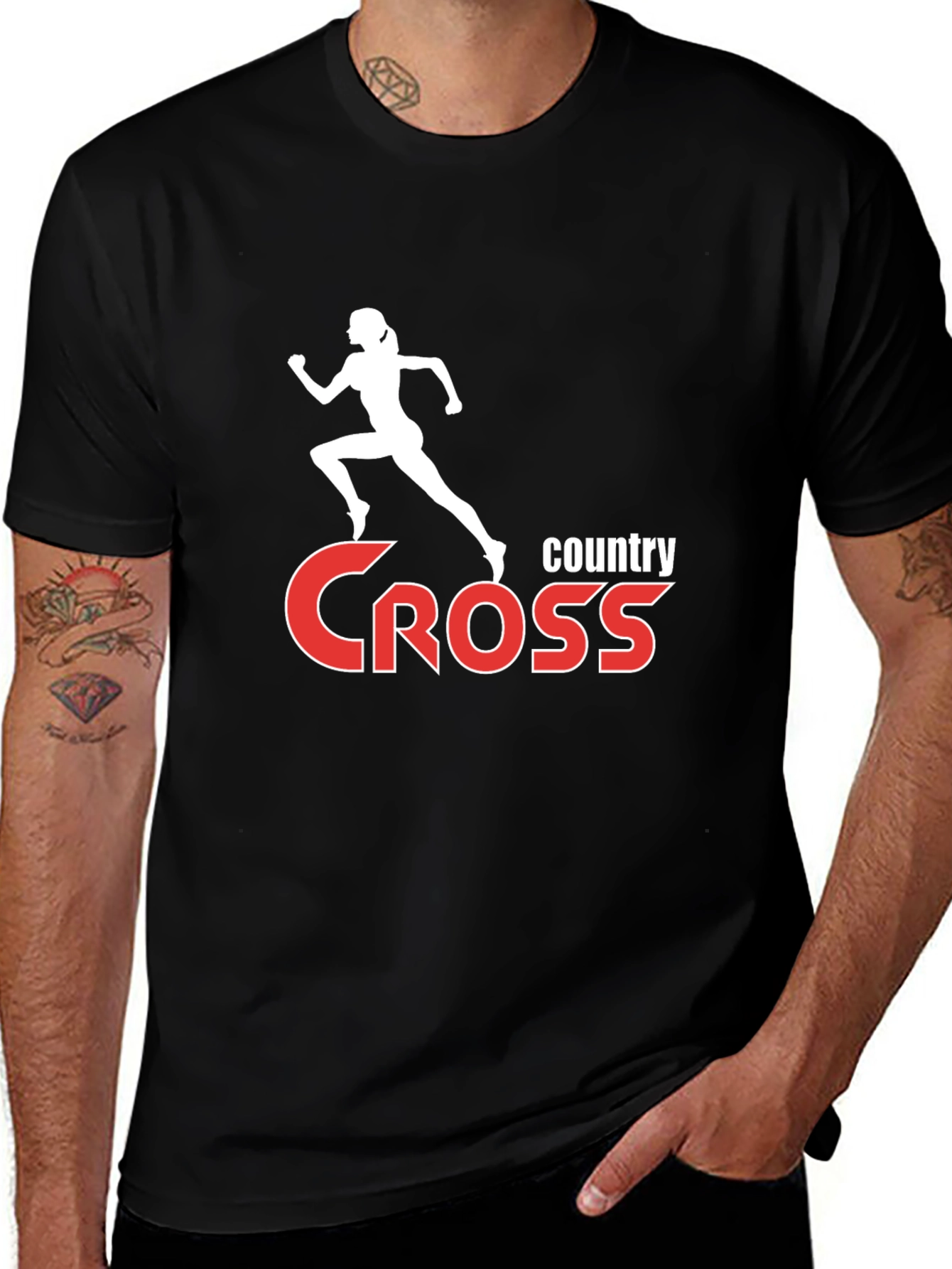 Country Cross T-Shirt: Running Silhouette Design