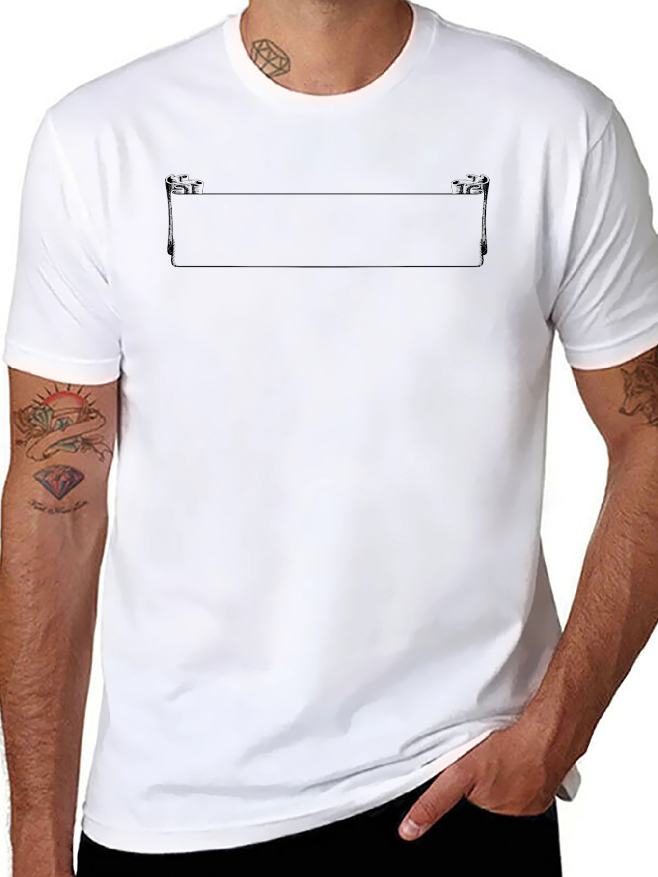 Mens Black Crew Neck T-Shirt with Graphic