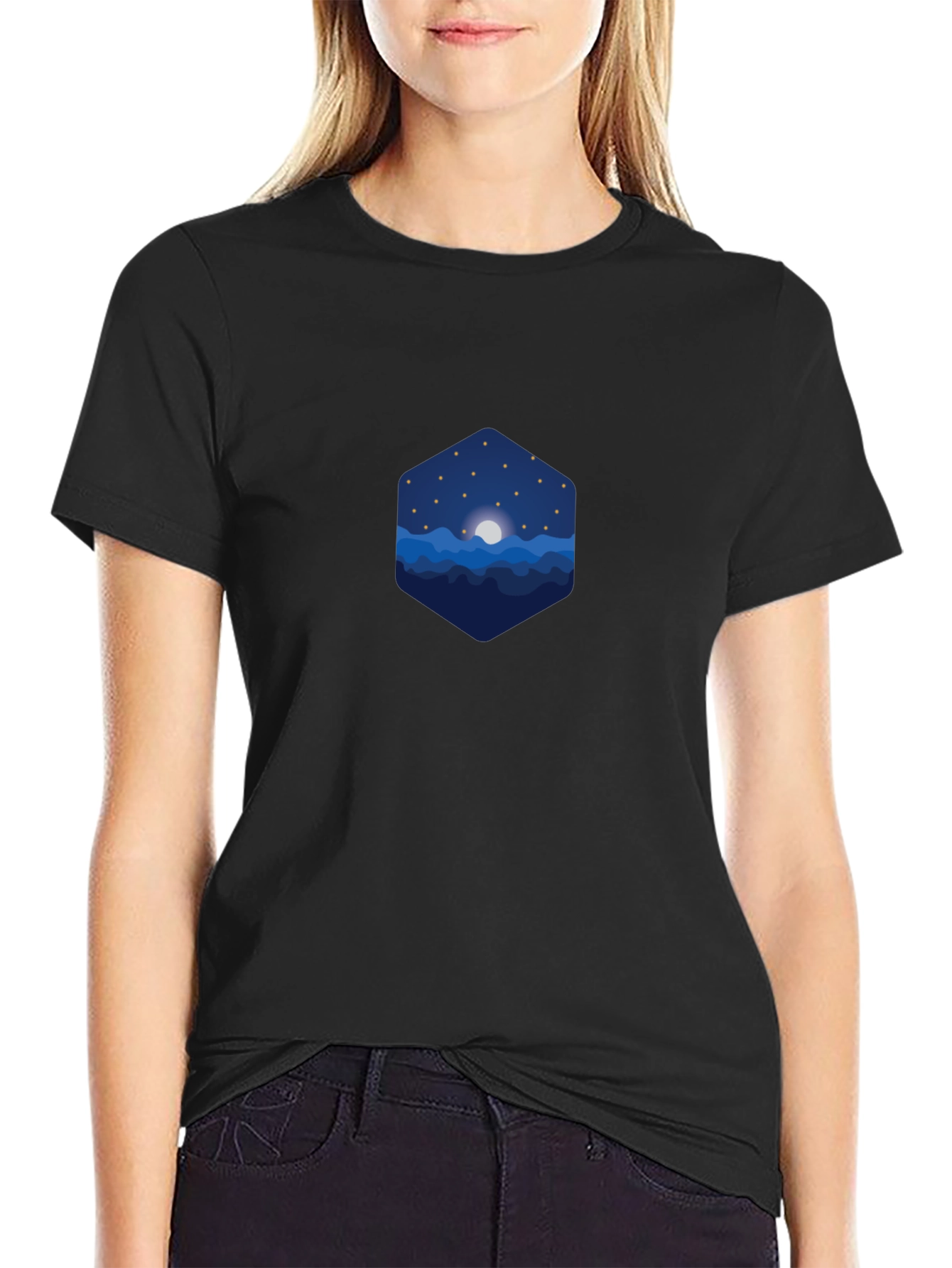 Night Sky Graphic Tee - Stylish Mens Black T-Shirt
