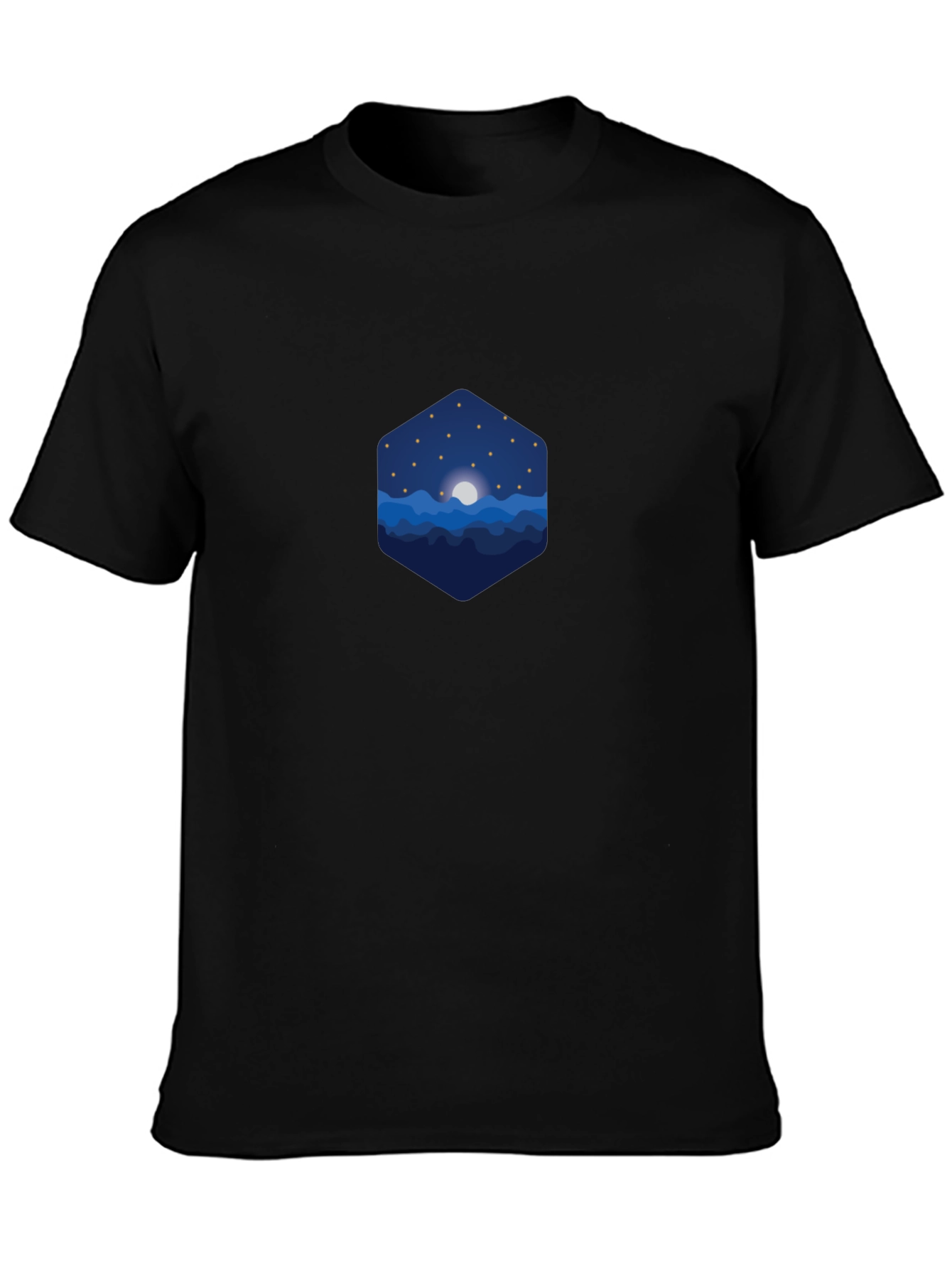 Night Sky Graphic Tee - Stylish Mens Black T-Shirt