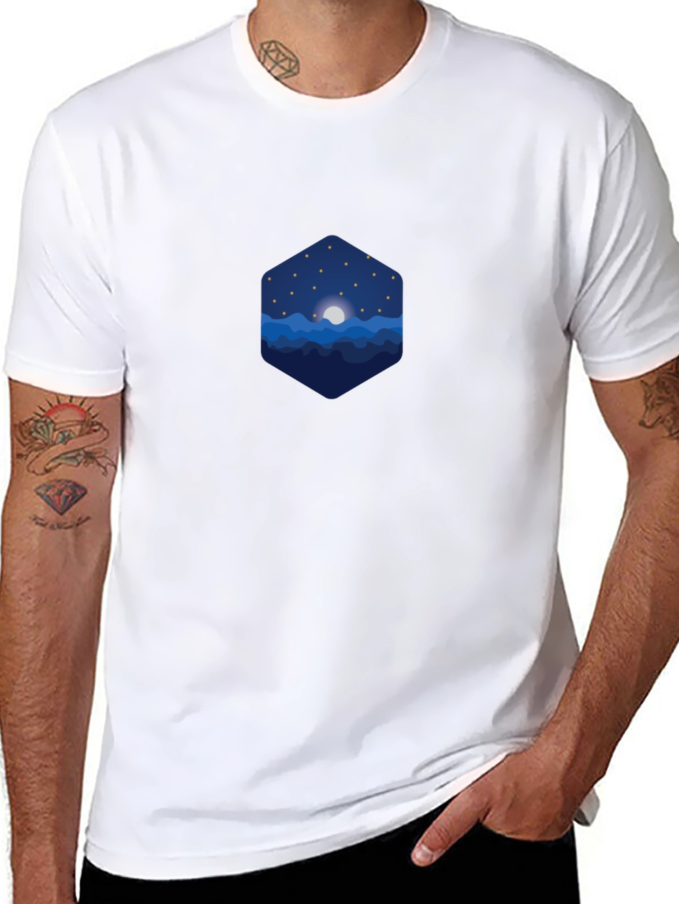 Night Sky Graphic Tee - Stylish Mens Black T-Shirt