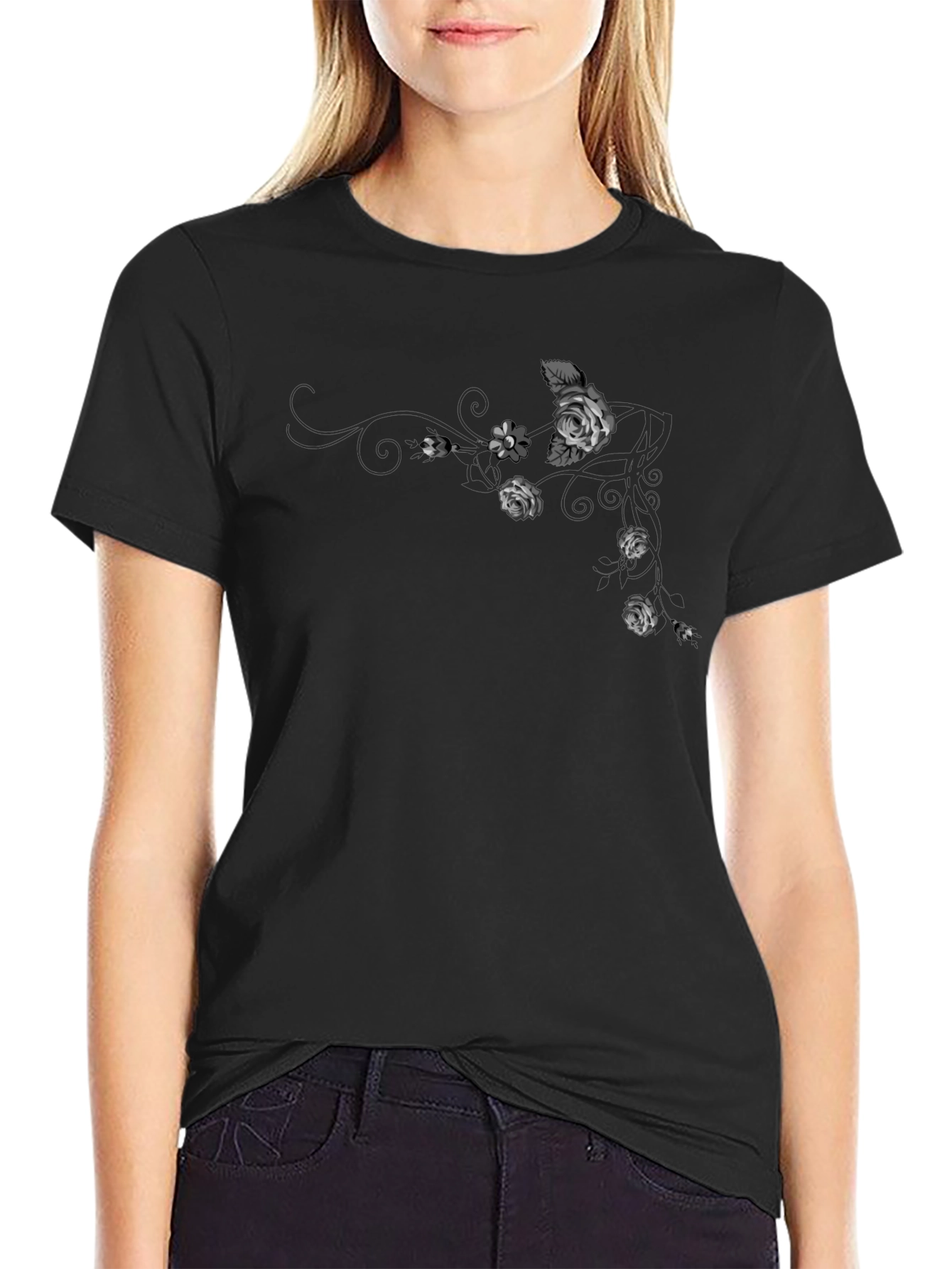 Floral Rose Vine Graphic T-Shirt
