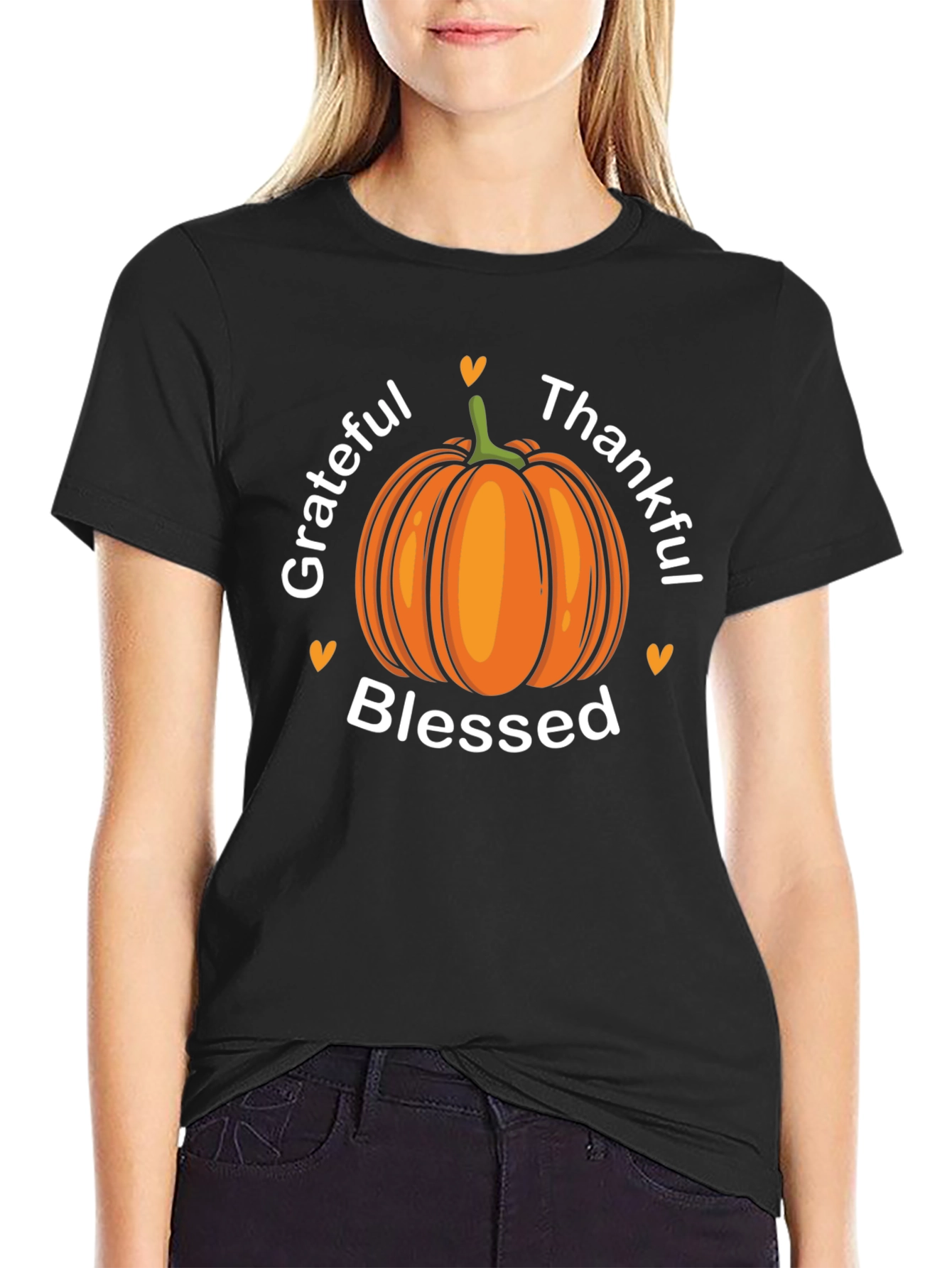 Grateful Thankful Blessed Pumpkin T-Shirt
