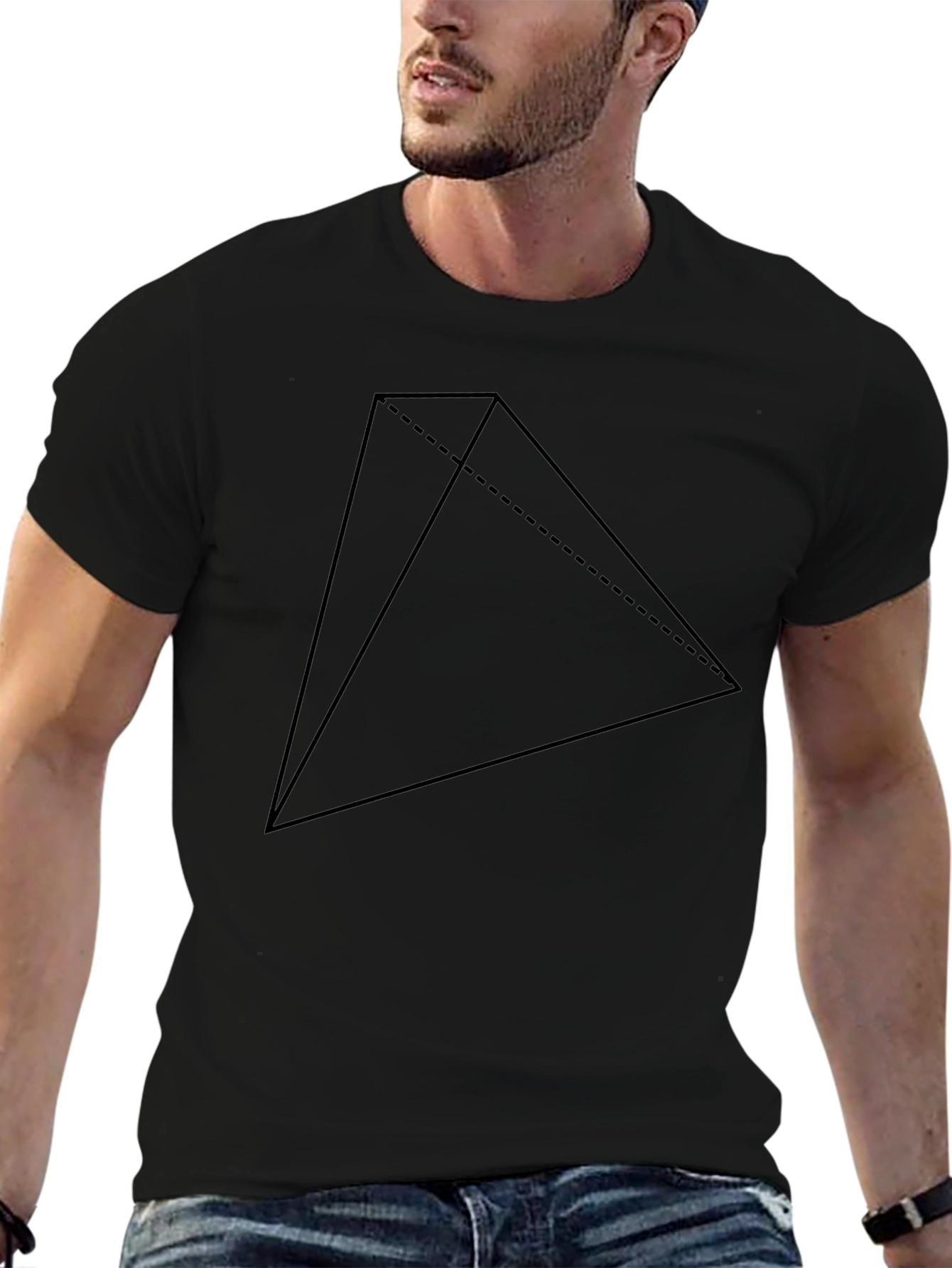 Geometric Pyramid Black Tee