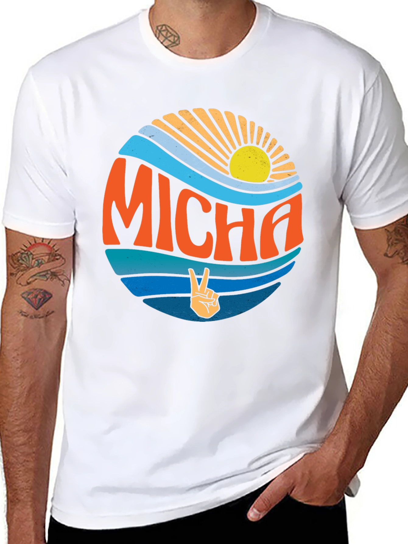 Retro Micha Peace Sign Graphic Tee