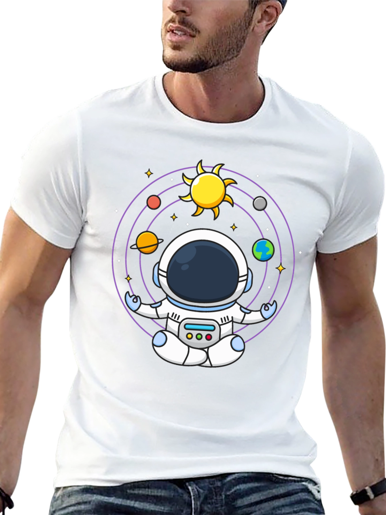Astronaut Meditation T-Shirt - Black Cotton Blend