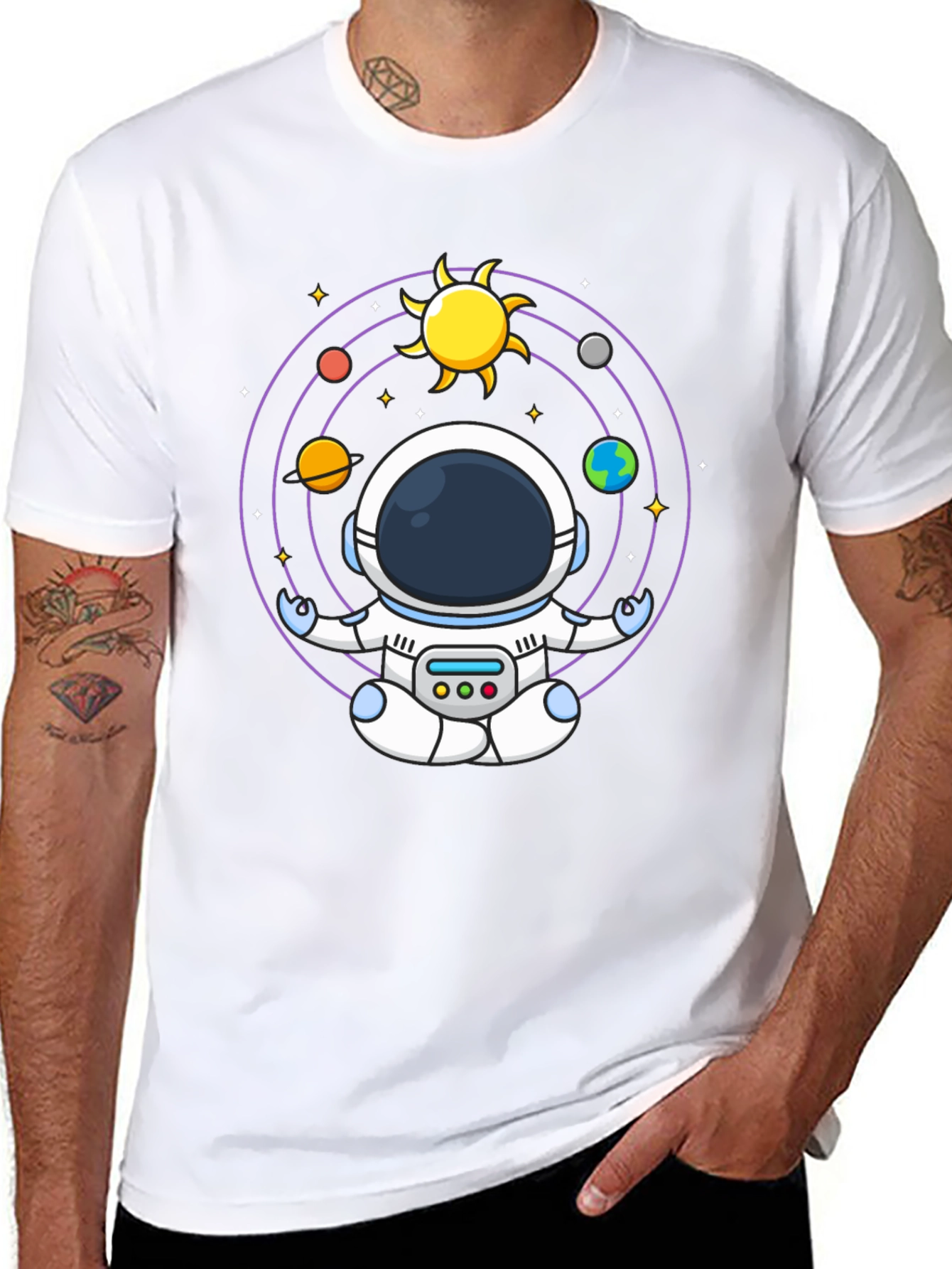 Astronaut Meditation T-Shirt - Black Cotton Blend