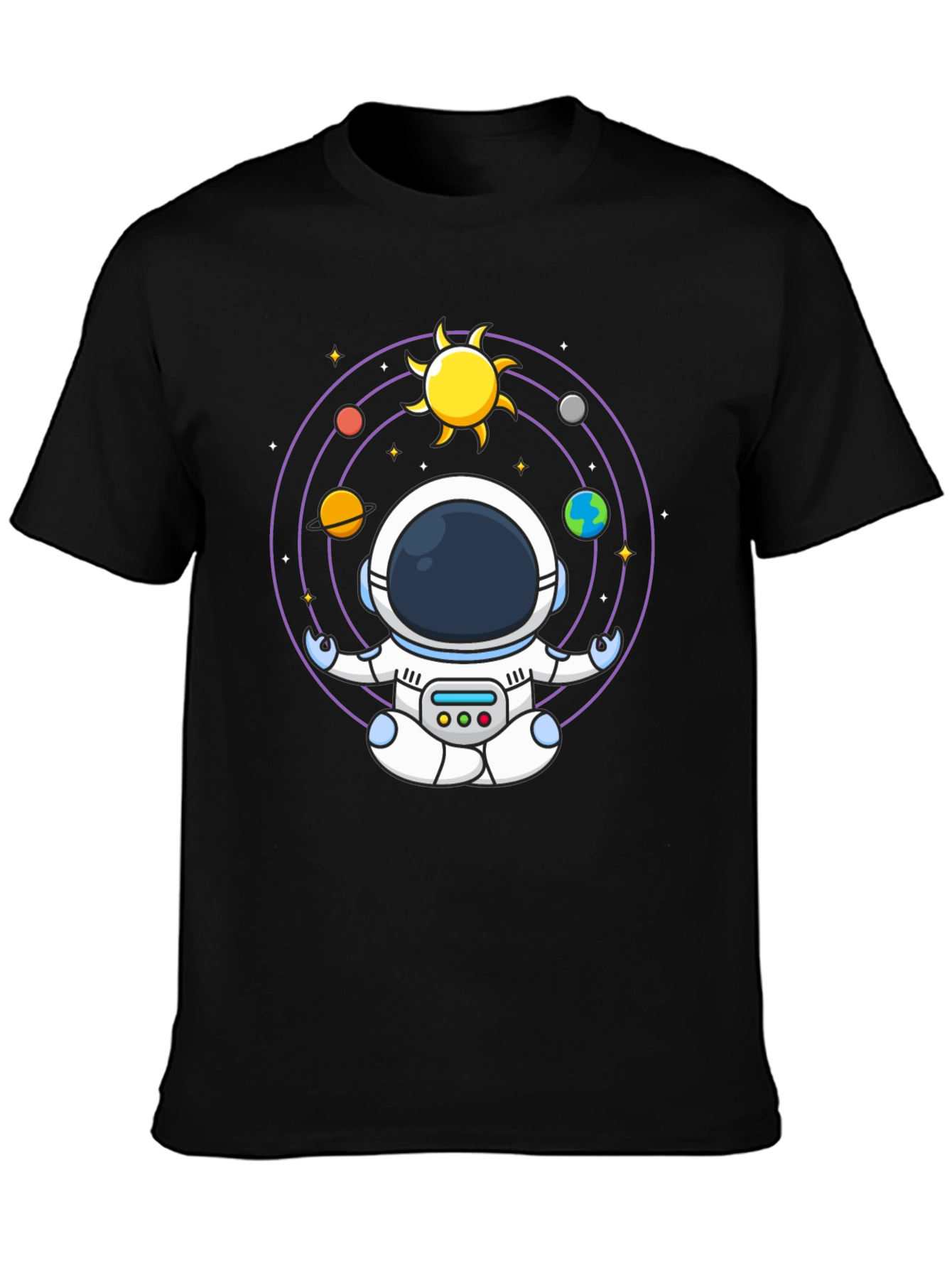 Astronaut Meditation T-Shirt - Black Cotton Blend