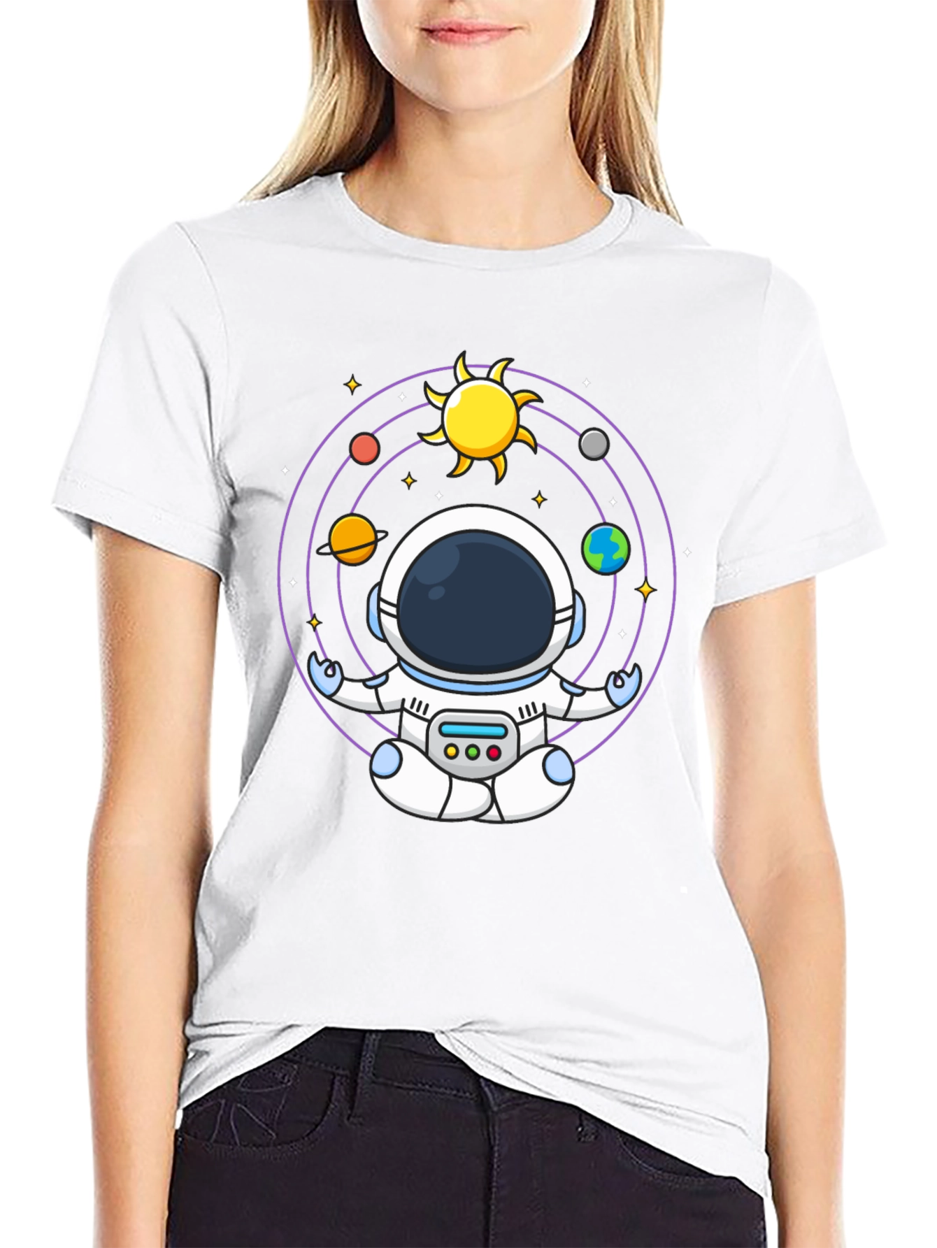 Astronaut Meditation T-Shirt - Black Cotton Blend
