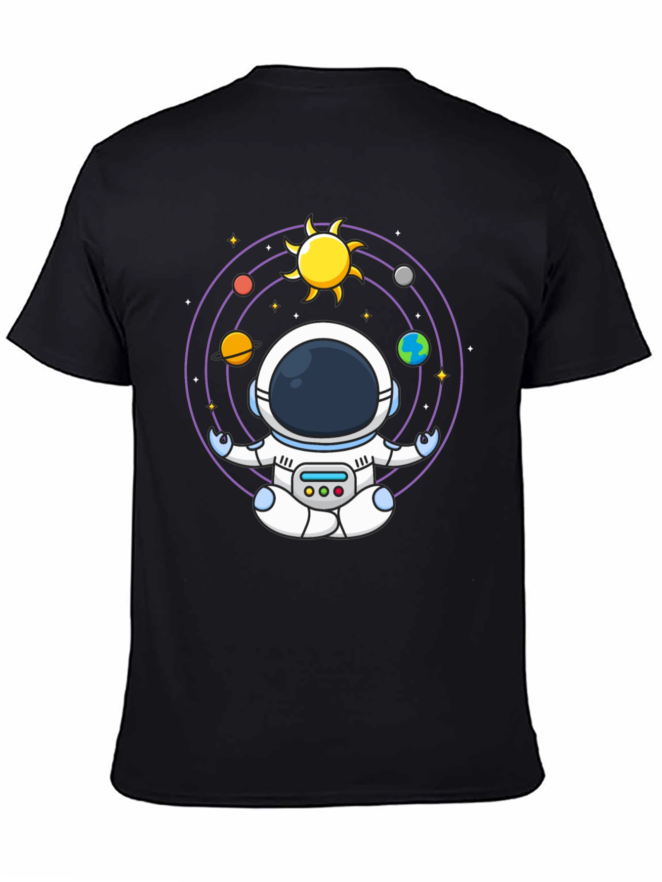 Astronaut Meditation T-Shirt - Black Cotton Blend