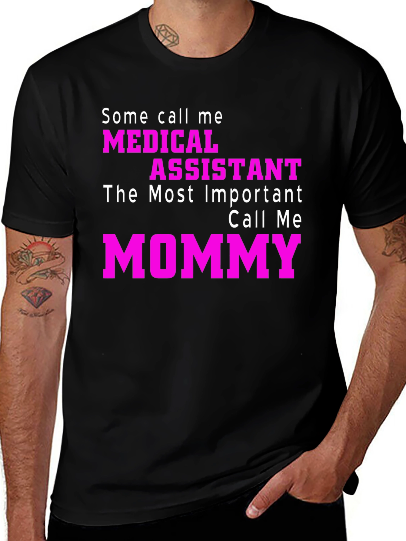 Medical Assistant Mommy T-Shirt - Pink Text Design